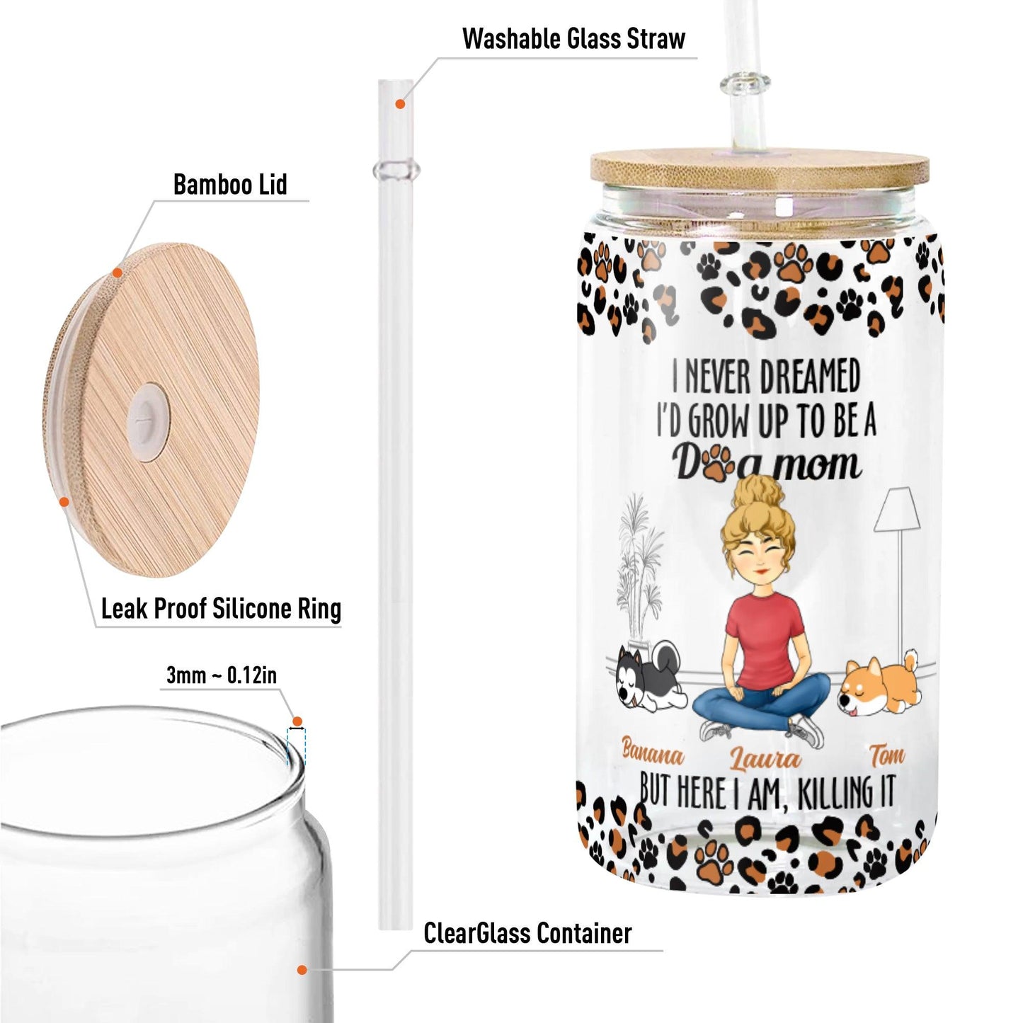 I Never Dreamed Dog Mom - Personalized Glass Bottle Mother Gift
