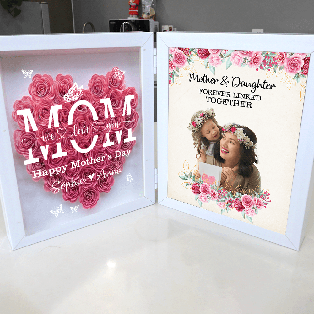 Personalized Mom Flower Shadow Box - Custom Flower Frame Gift