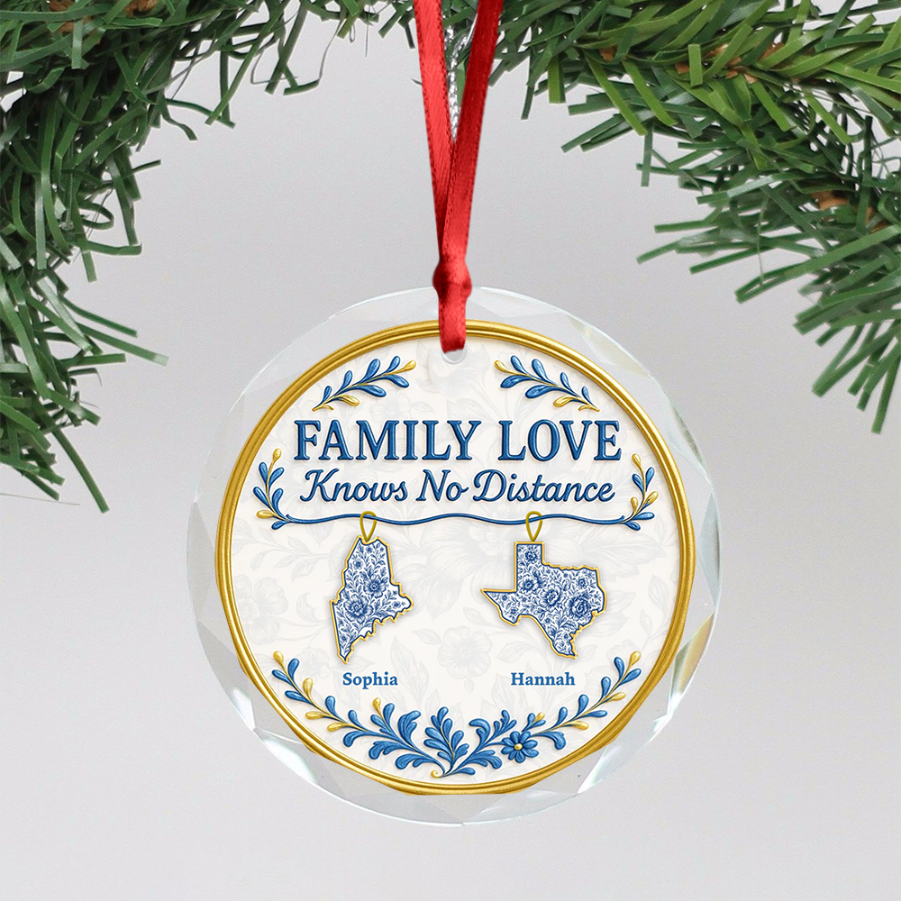 Family Love - Personalized Crystal Glass Ornament
