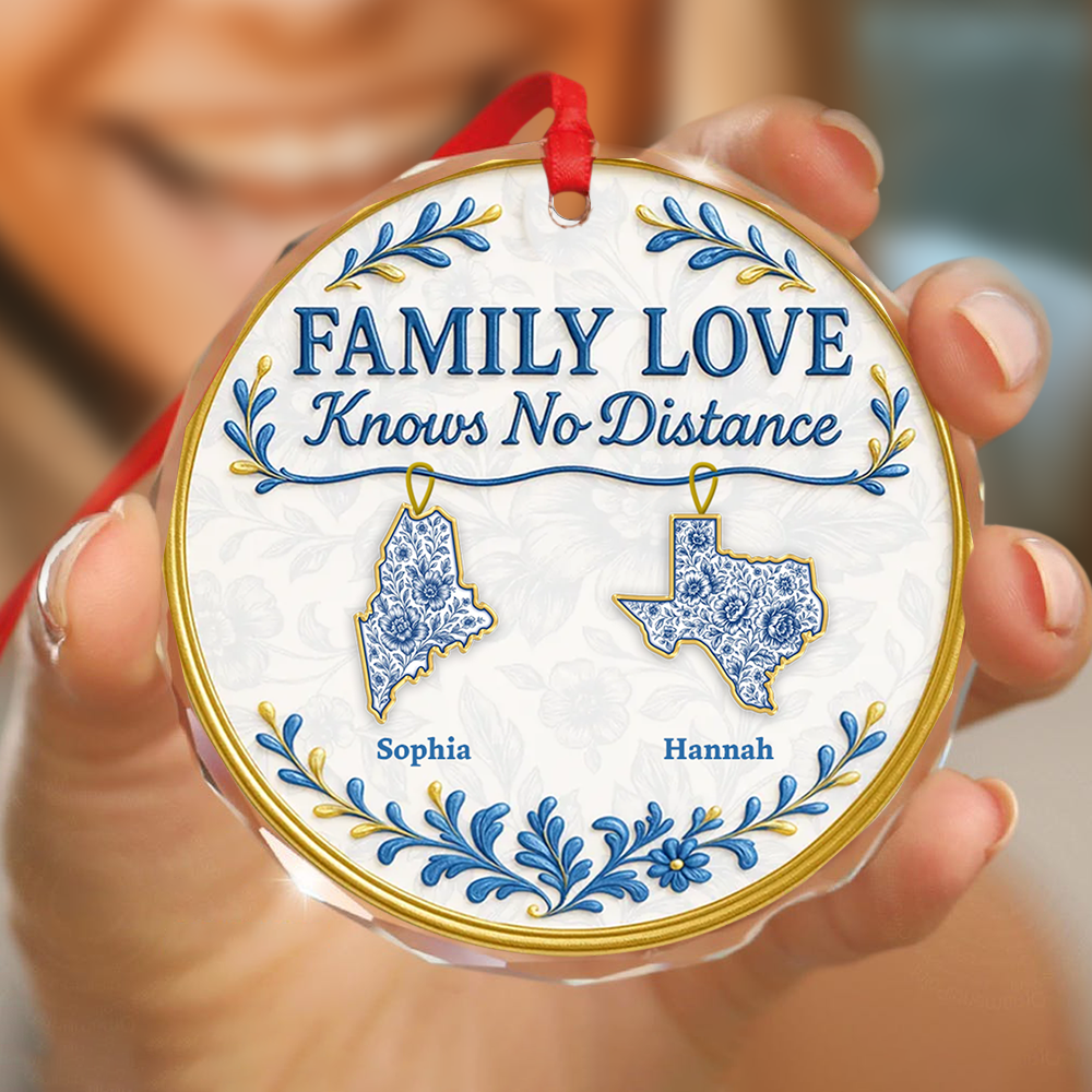 Family Love - Personalized Crystal Glass Ornament