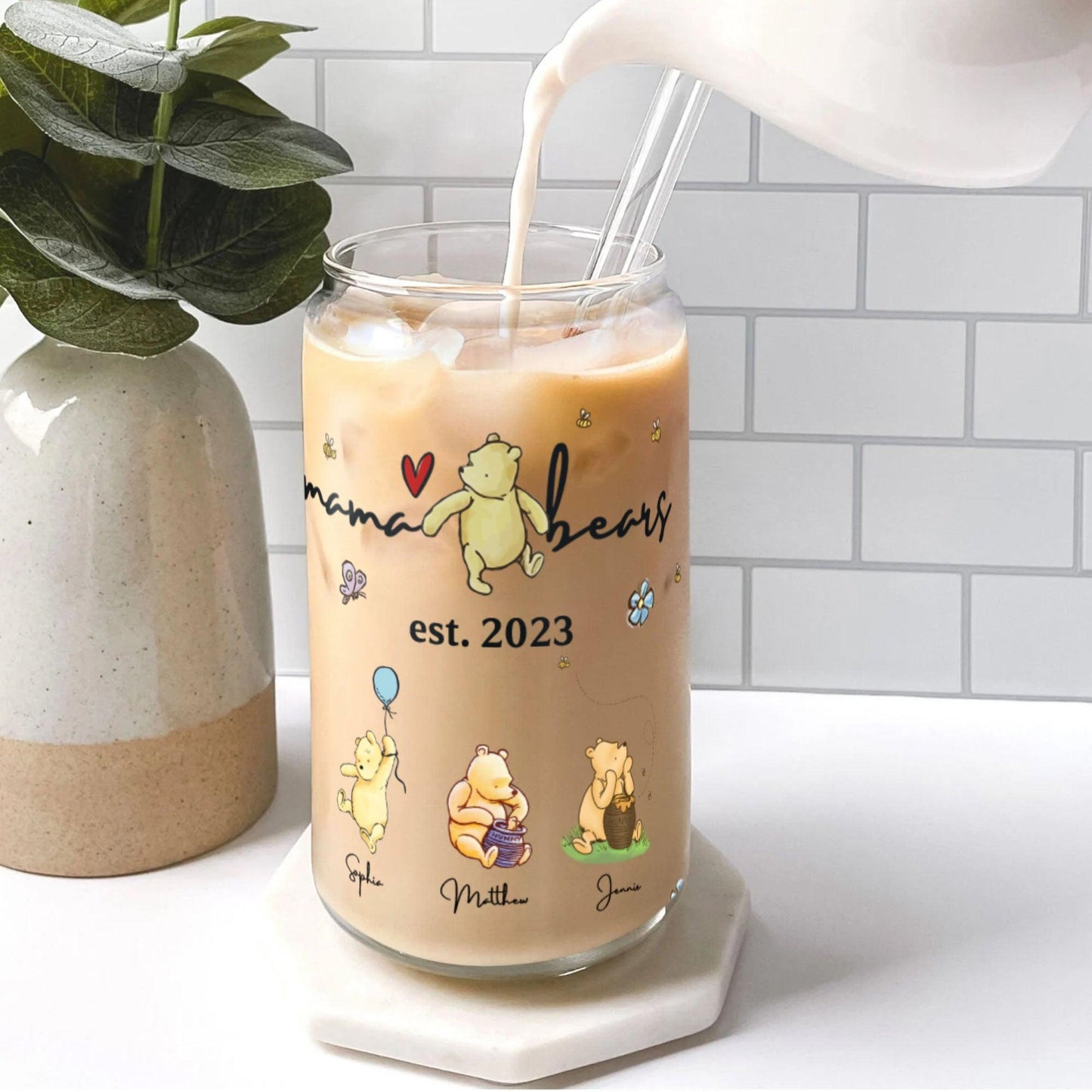 Mama Bear Best Gift Glass Bottle - Personalized Glass Bottle