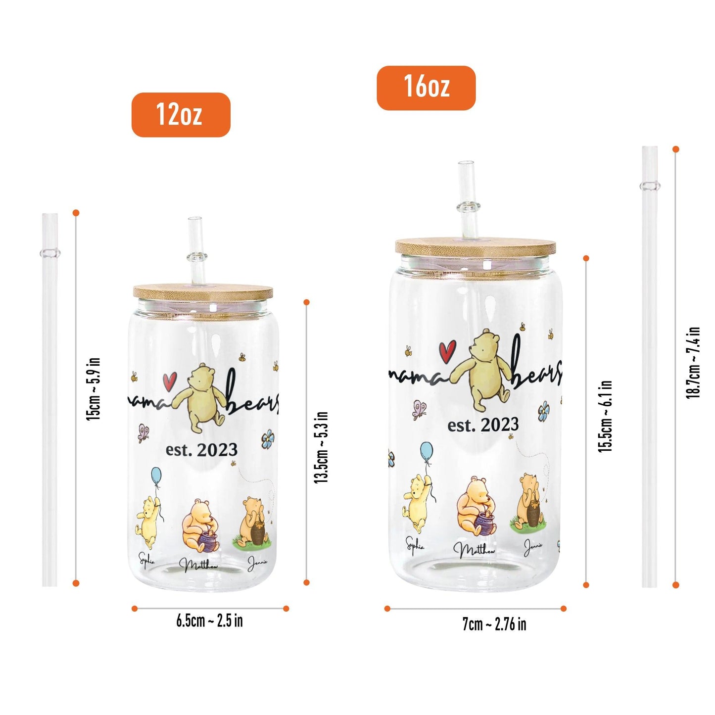 Mama Bear Best Gift Glass Bottle - Personalized Glass Bottle