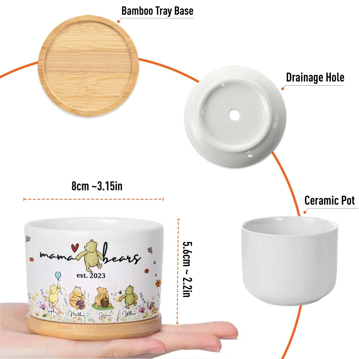 Mama Bear With Baby Bears Best Gift For Mother - Custom Plan Pot