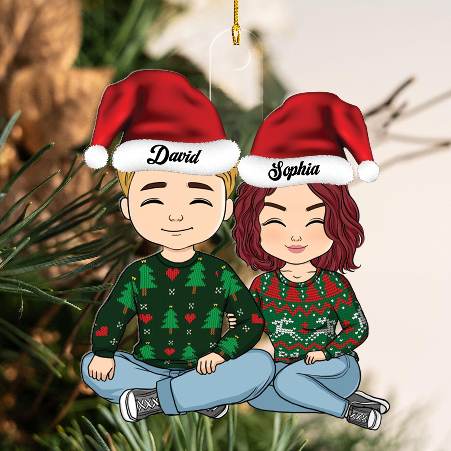 Couple Christmas Ornament - Personalized Custom Shape Acrylic Gift