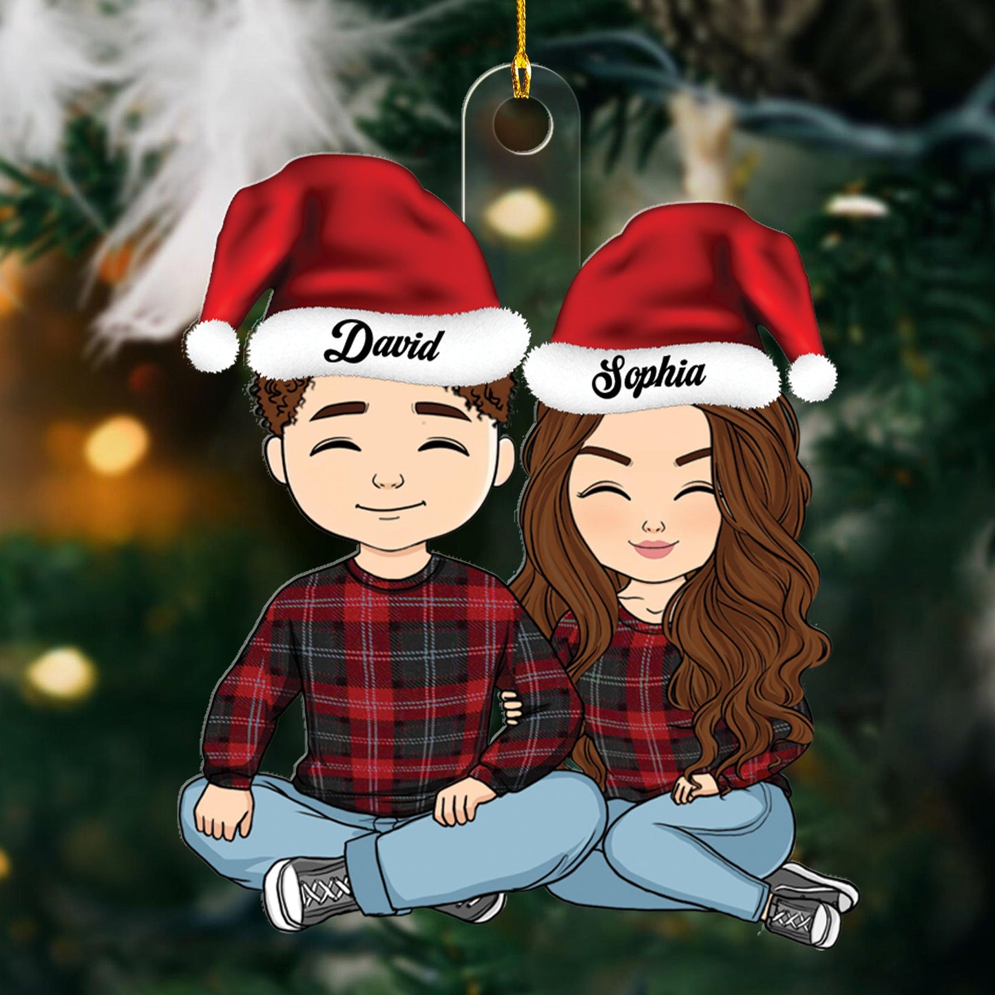 Couple Christmas Ornament - Personalized Custom Shape Acrylic Gift