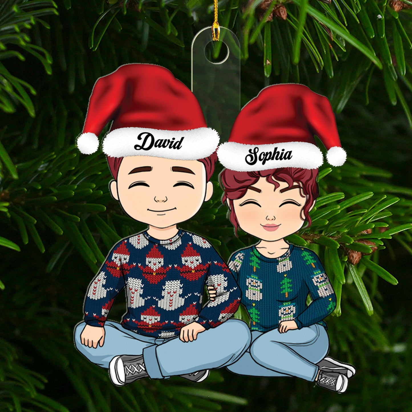 Couple Christmas Ornament - Personalized Custom Shape Acrylic Gift
