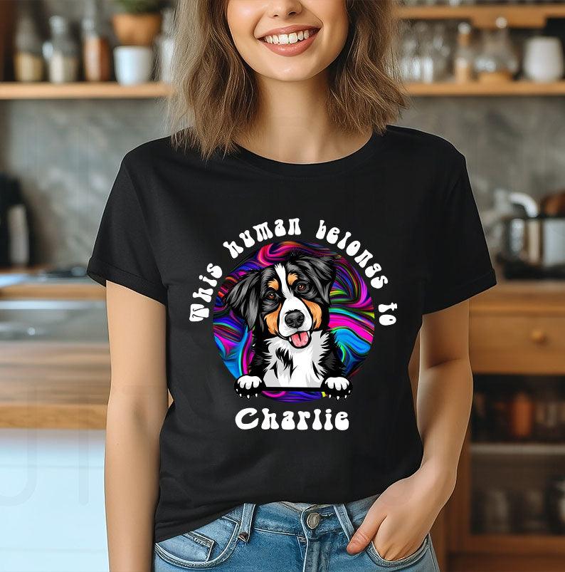 Personalized Dog Lover T-Shirt - This Human Belongs To Dog Gift