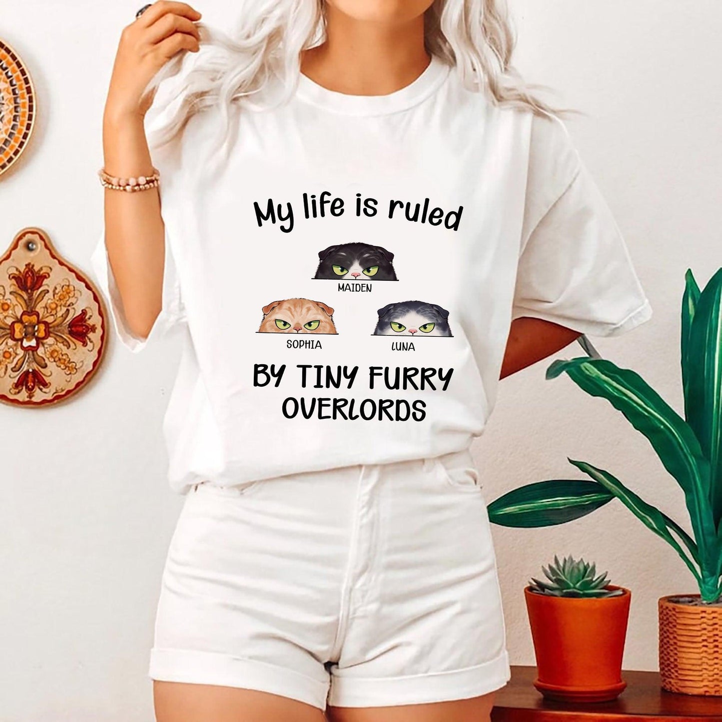 "My Life Is Ruled By Cats" Personalized Custom Unisex T-Shirt