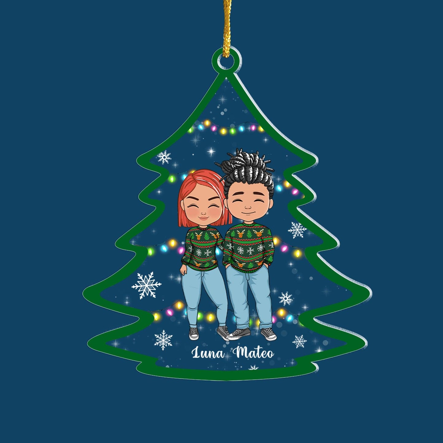 Couple Christmas Tree Acrylic - Personalized Custom Acrylic Ornament