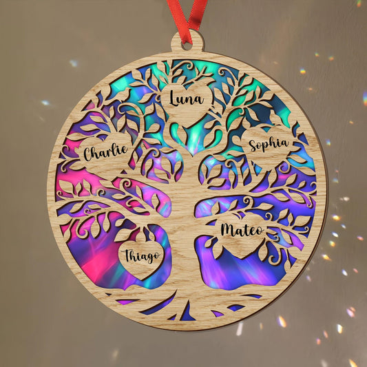Family Life Tree Suncatcher Ornament - Personalized Gift