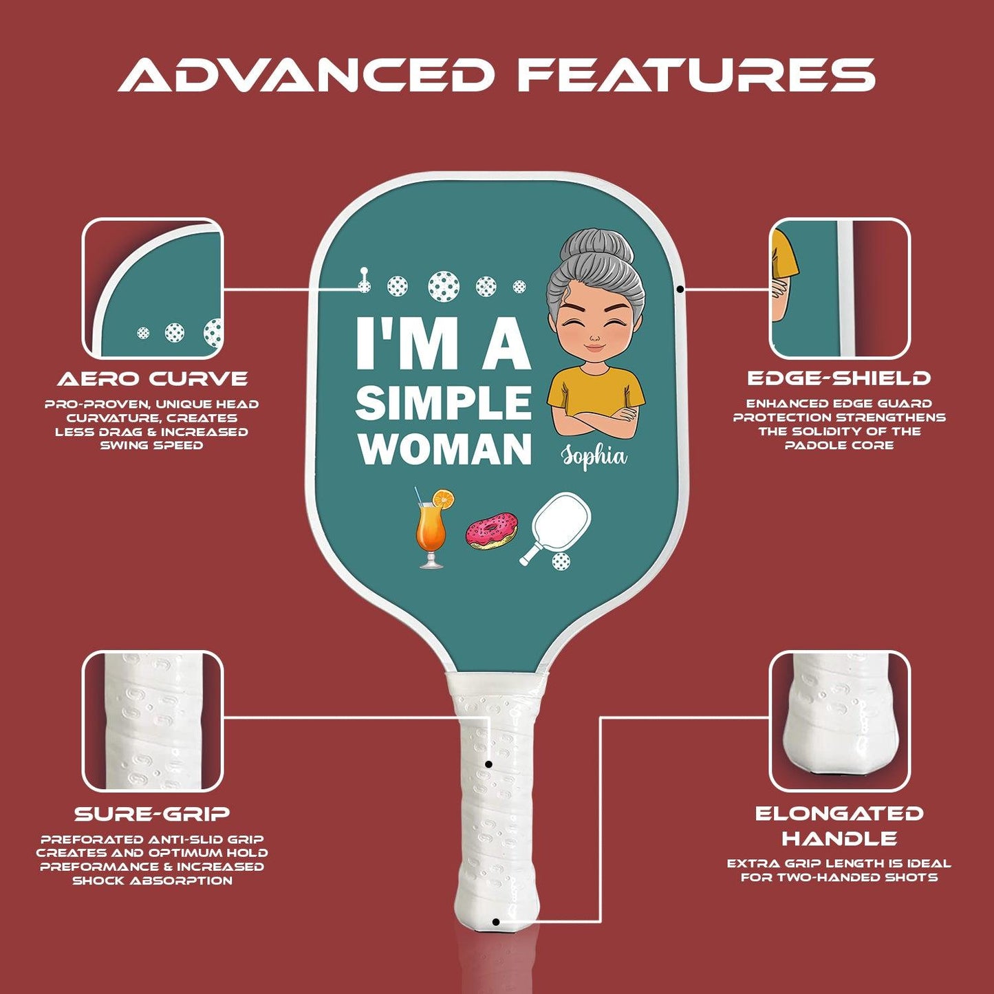 I'm A Simple Woman - Personalized Pickleball Paddle Gift