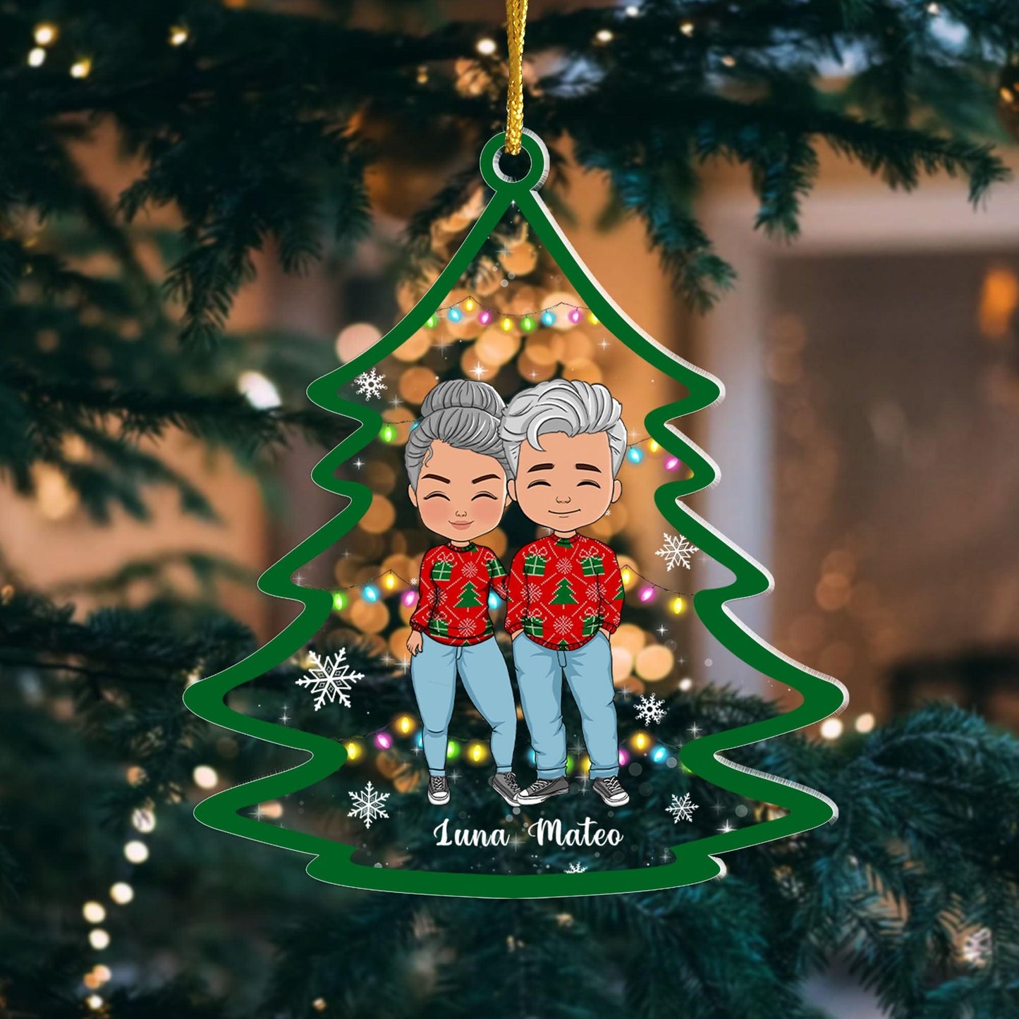 Couple Christmas Tree Acrylic - Personalized Custom Acrylic Ornament
