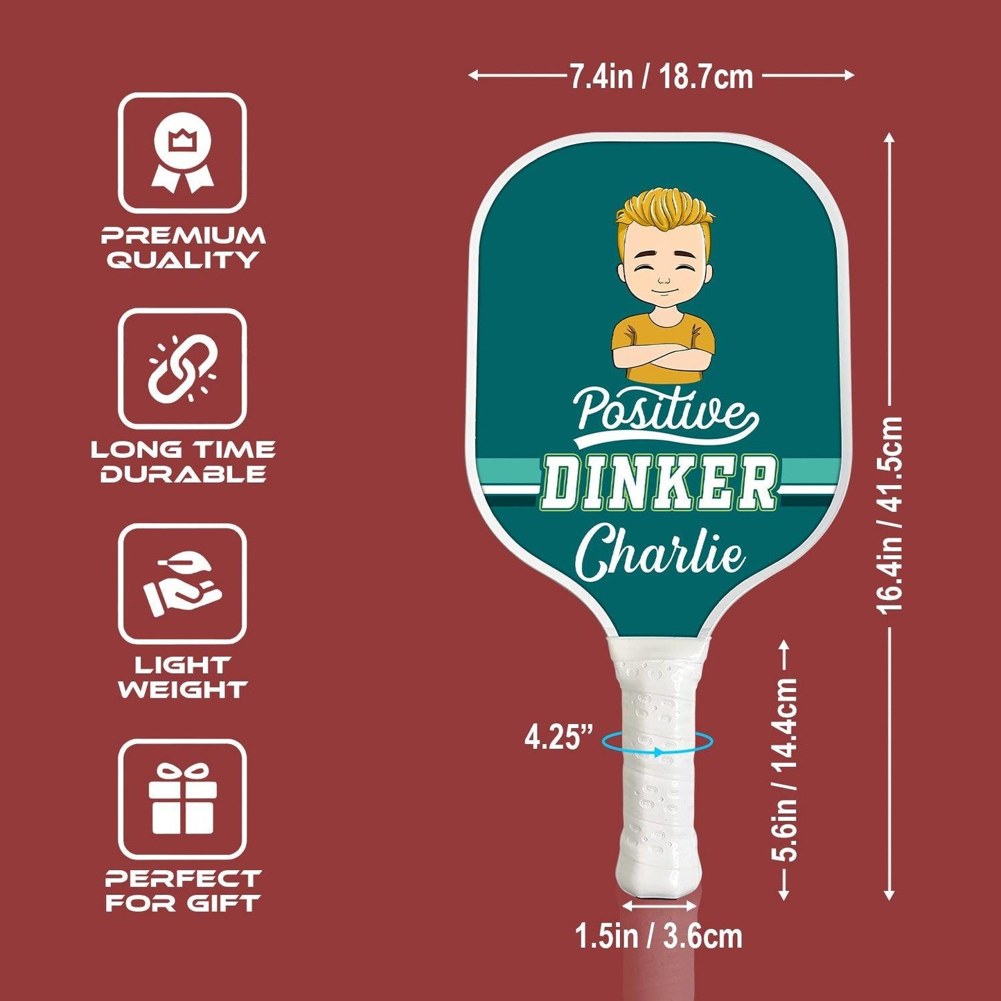 Positive Dinker Personalized Custom Name - Pickleball Paddle