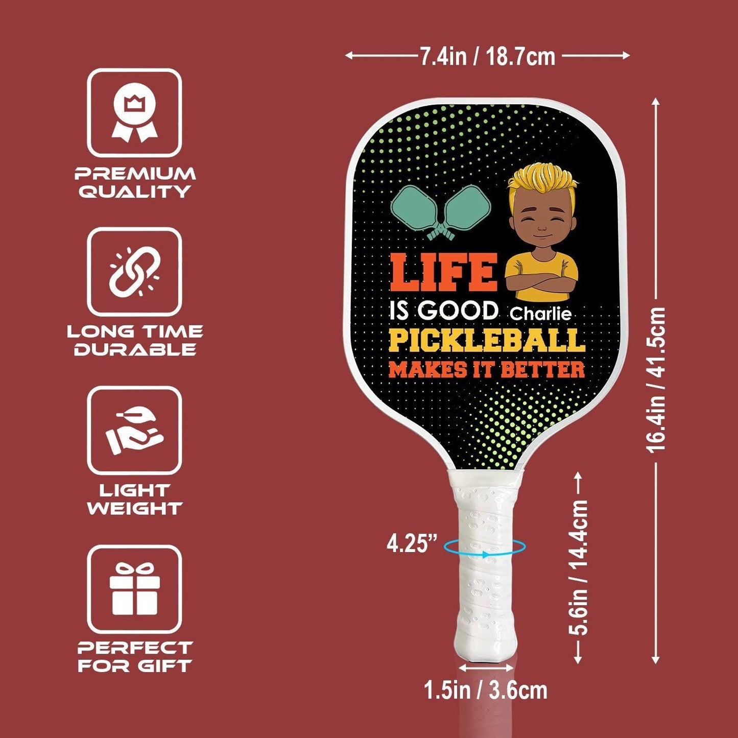 Life Is Good Pickleball Personalized Paddle - Custom Name