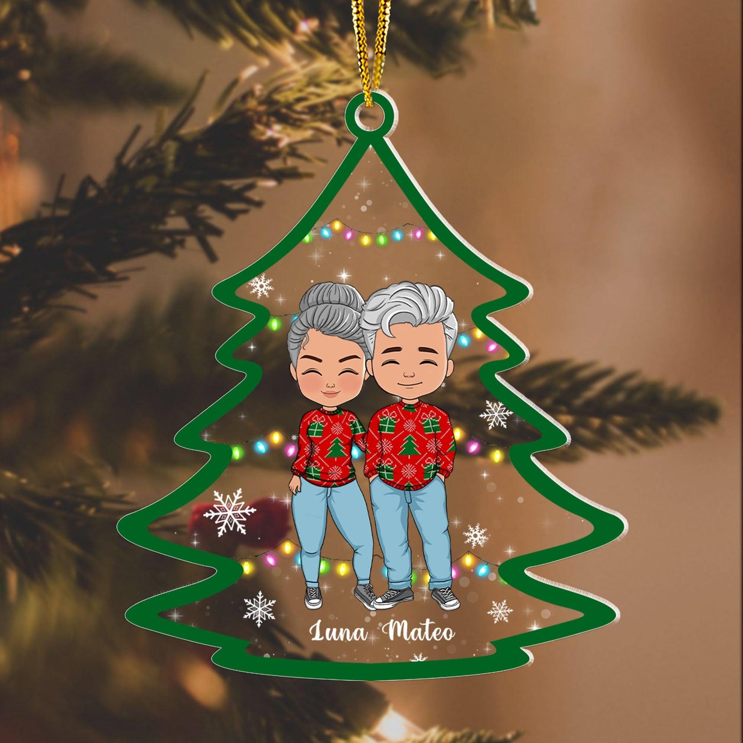 Couple Christmas Tree Acrylic - Personalized Custom Acrylic Ornament