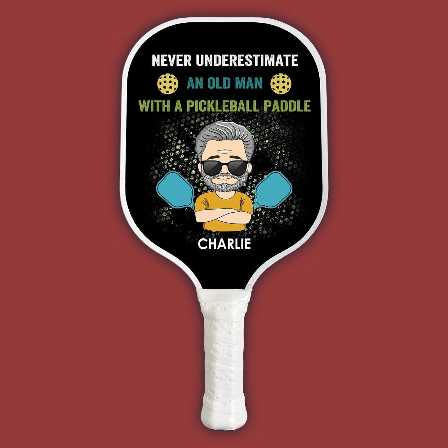 Old Man Pickleball Paddle - Personalized Custom Name Gift