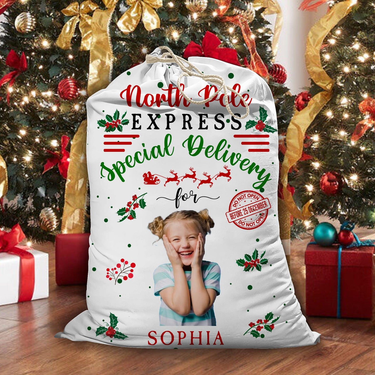 Delivery For Our Kids - Upload Photos - Custom Christmas Sack
