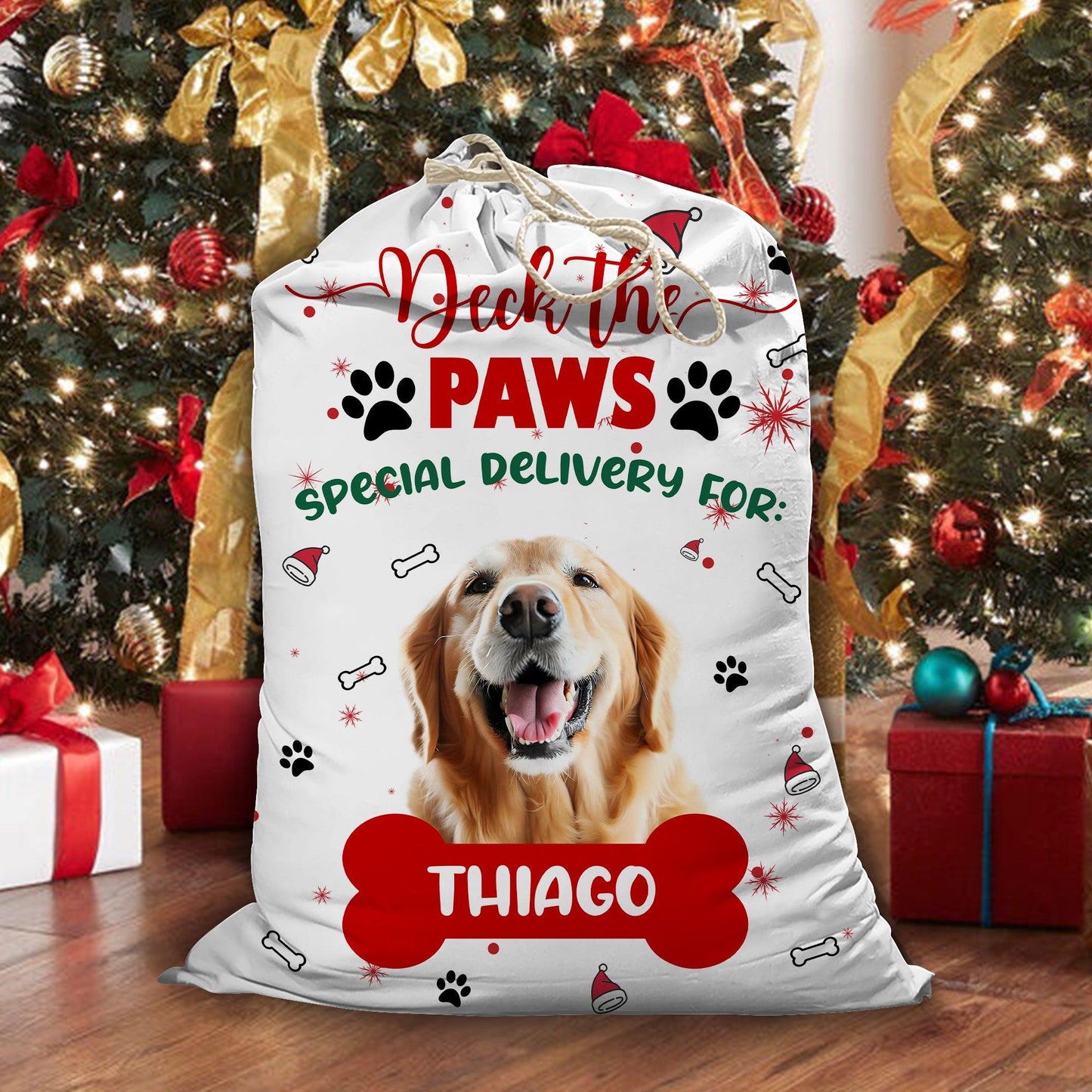Deck The Paws Christmas Bag - Personalized Santa Sack Gift