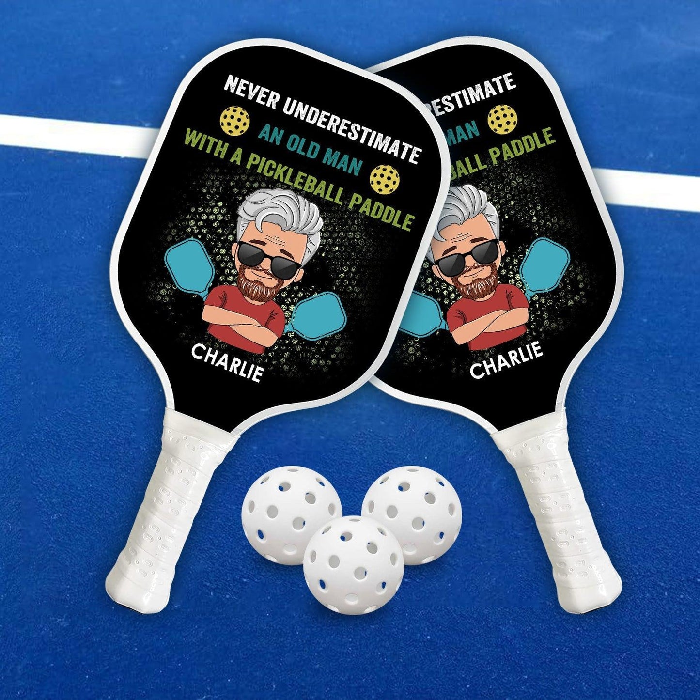 Old Man Pickleball Paddle - Personalized Custom Name Gift