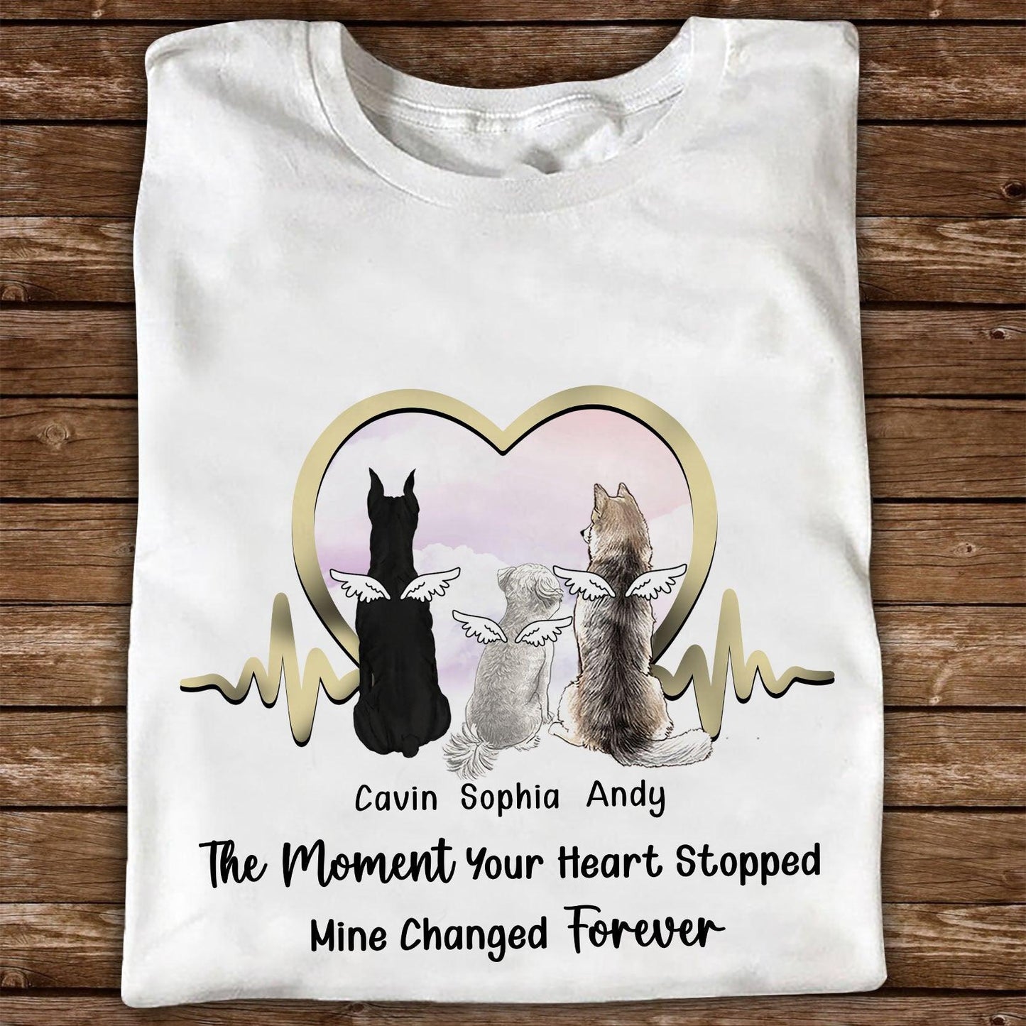 Personalized Memorial Heart Stopped Shirt - Custom Gift Tee