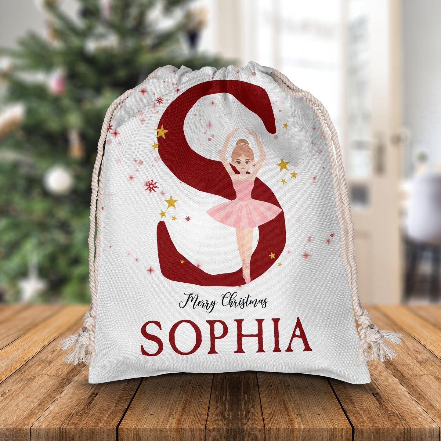 Personalized Christmas Sack - Nutcracker and Sugar Plum Fairy