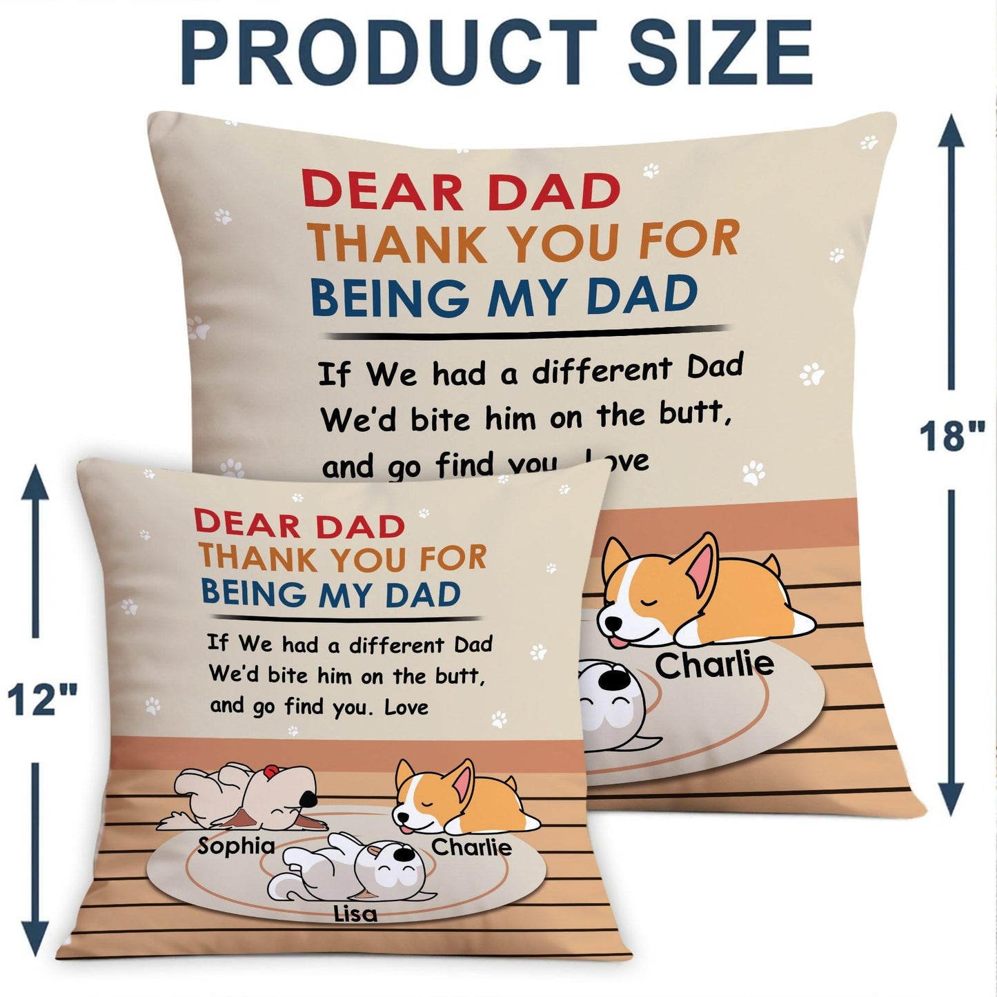 Personalized Dad Pillow - Thank You for Being My Dad Gift