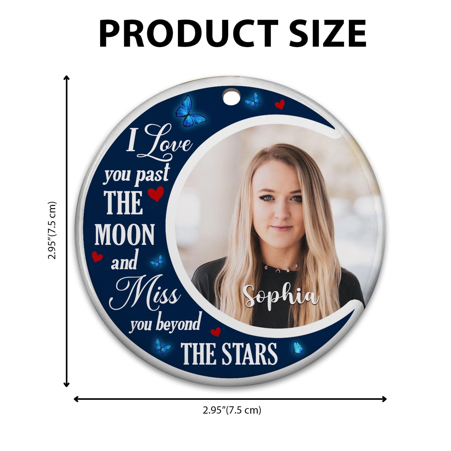 I Love You Pass Moon Stars - Personalized Ceramic Christmas Ornament