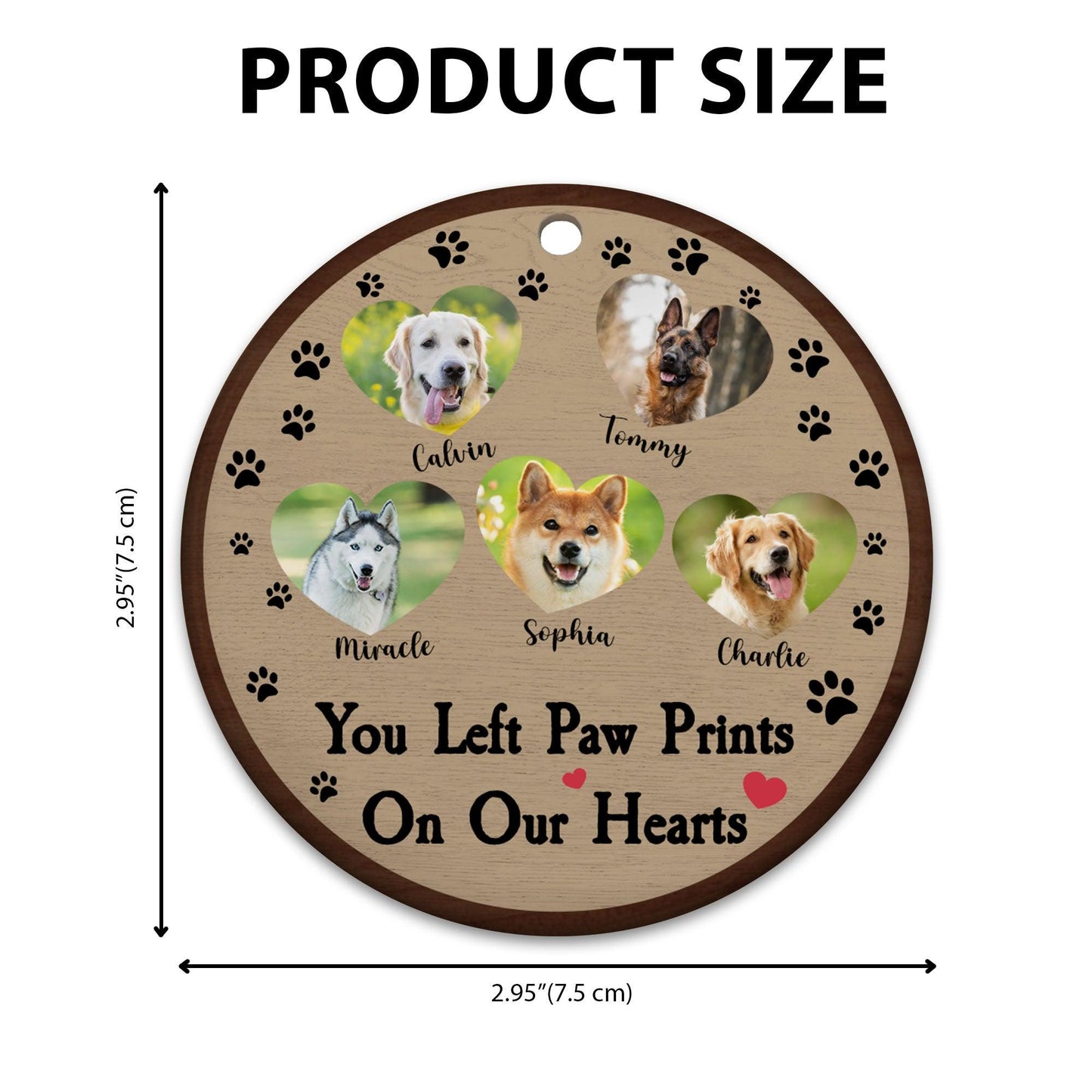 Photo Paw Prints On Our Hearts - Personalized Ceramic Ornament