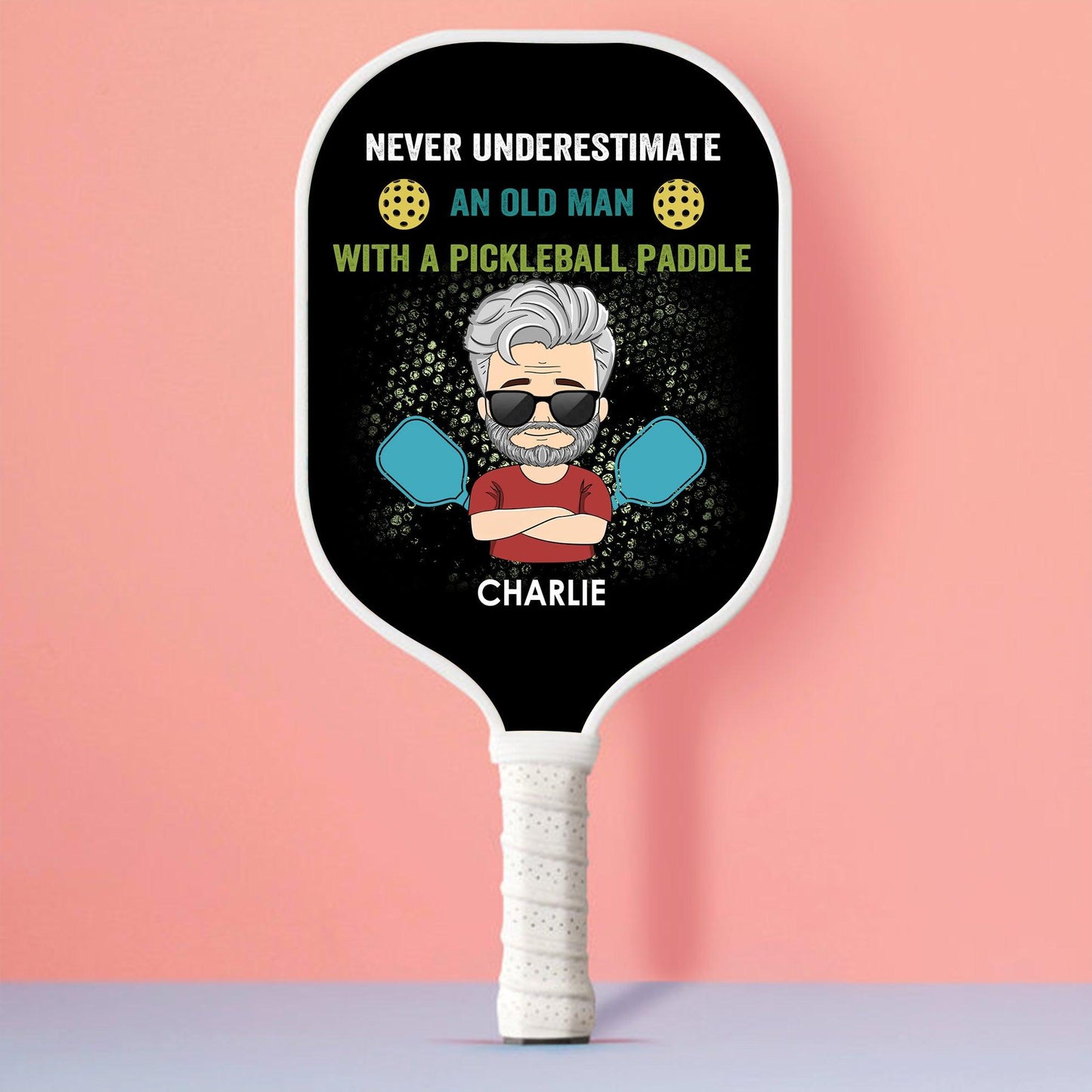 Old Man Pickleball Paddle - Personalized Custom Name Gift