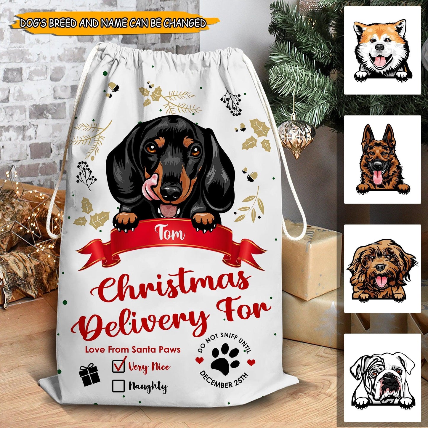 Personalized Dog Santa Christmas Sack Gift For Pet Lovers