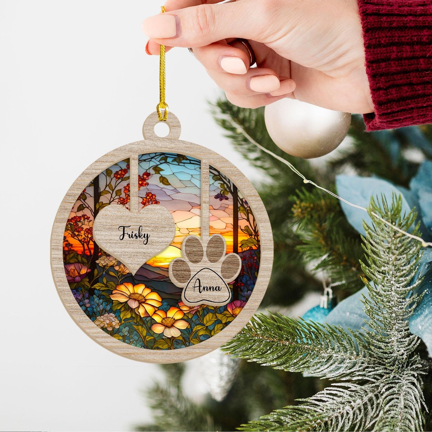 Family Name Suncatcher Ornament - Personalized Custom Suncatcher Ornament