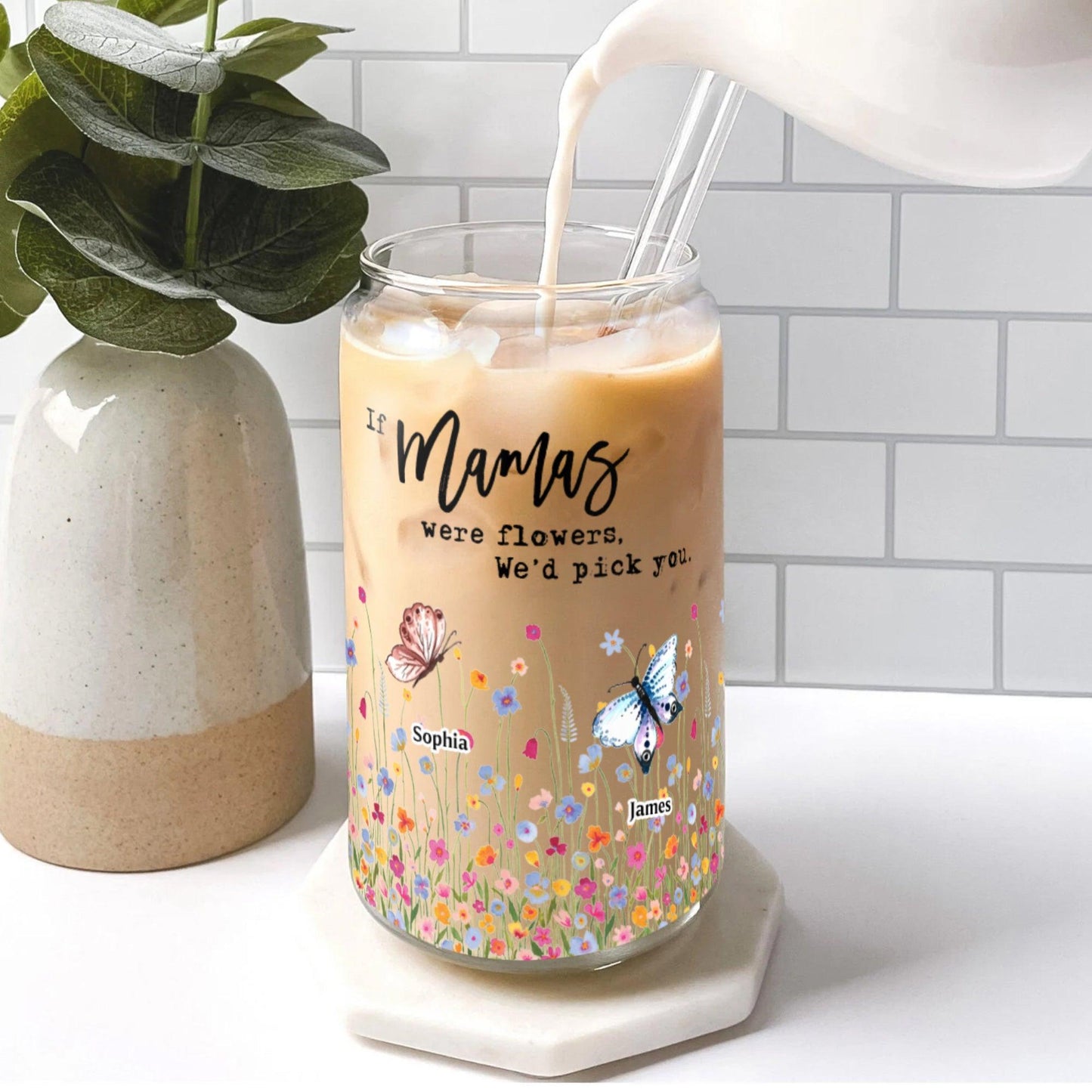 Mother And Grandmother Garden - Personalized Glass Bottle Mother