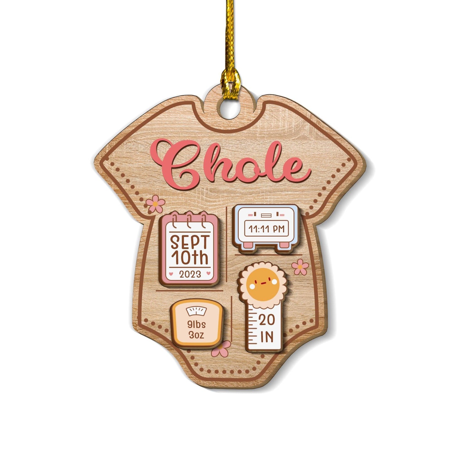 Newborn Baby Ornament - Custom Shape Wood Ornament For Family