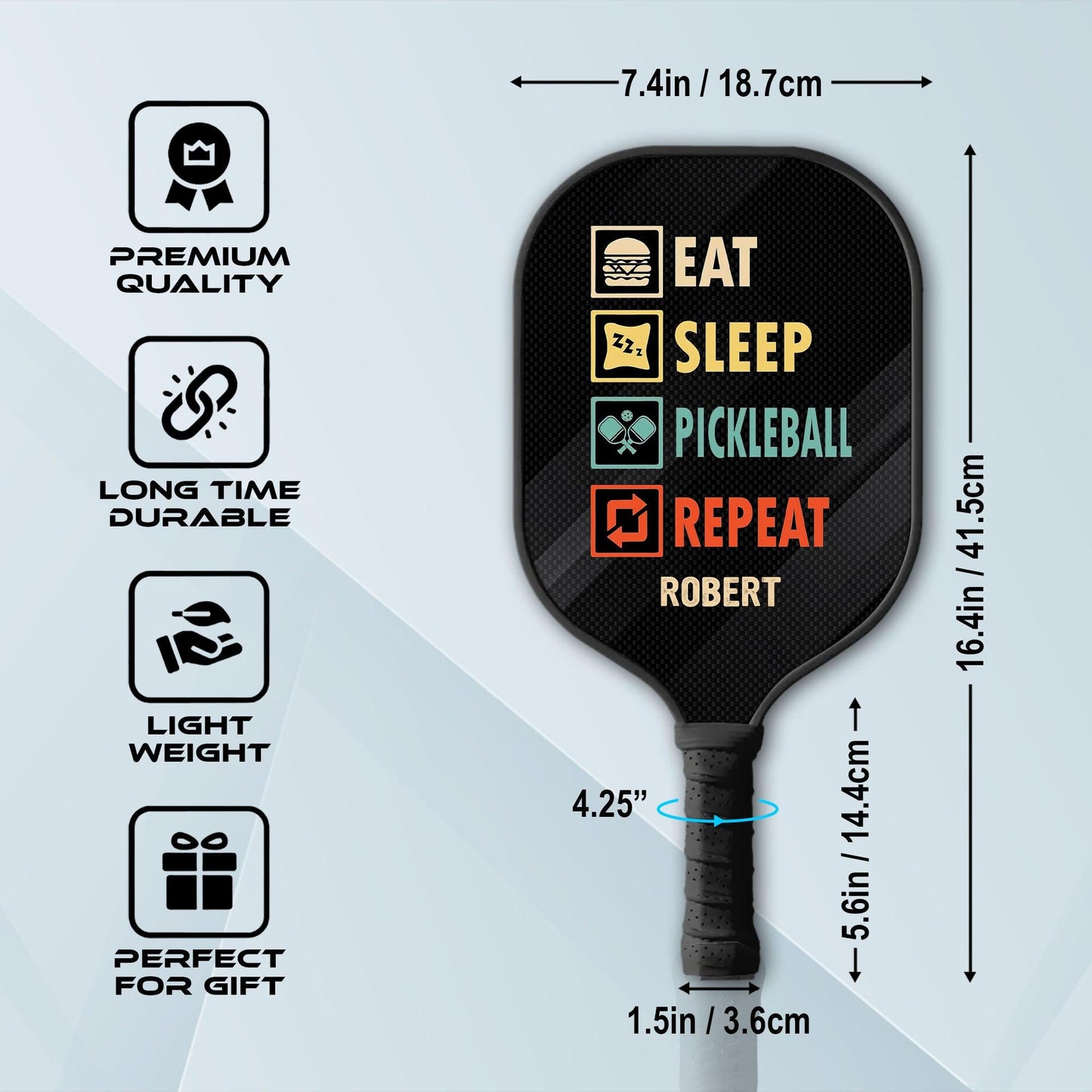 Eat Sleep Pickleball Repeat - Personalized Pickleball Paddle