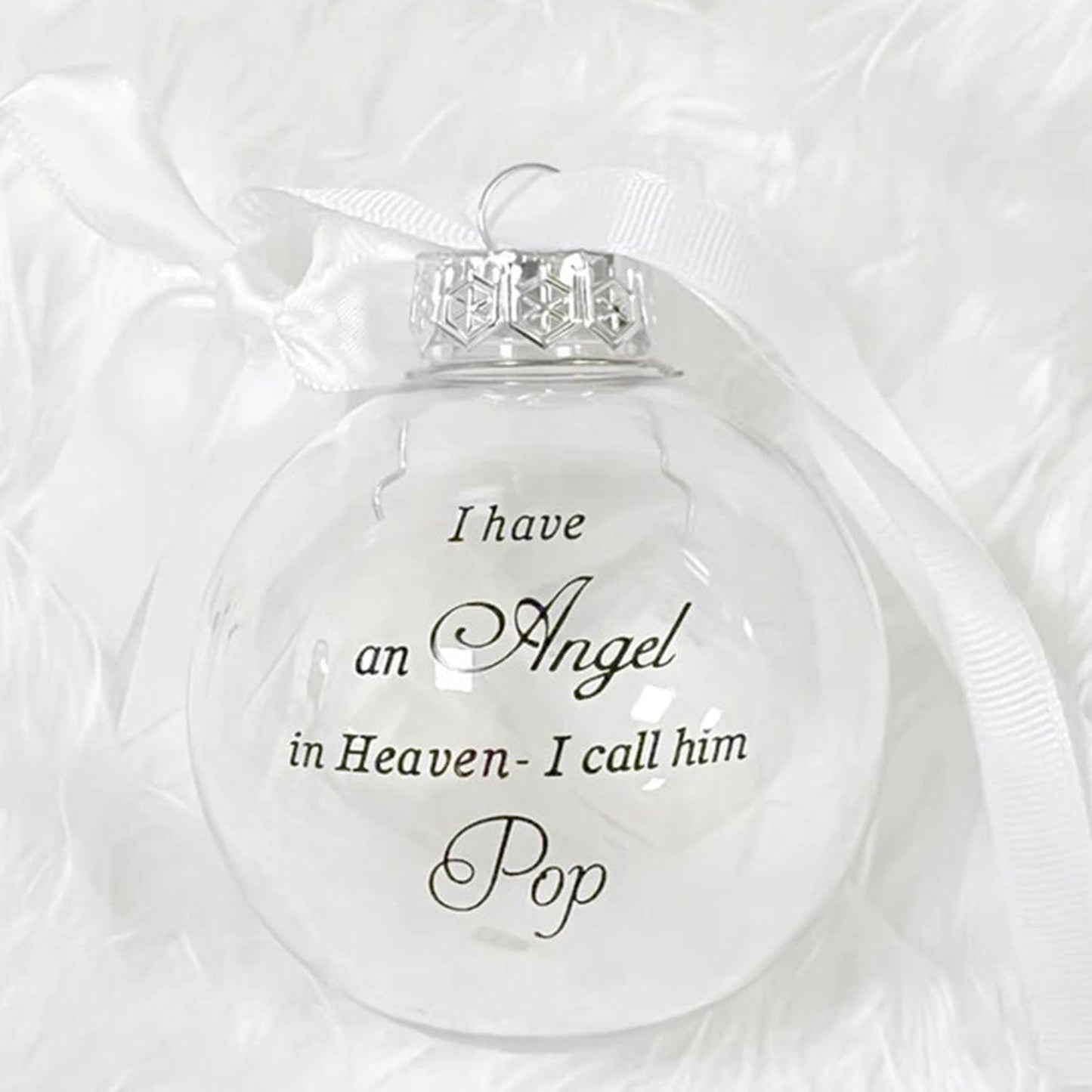 In Heaven Relatives Ornament - Feather Plastic Ball - Christmas Decor