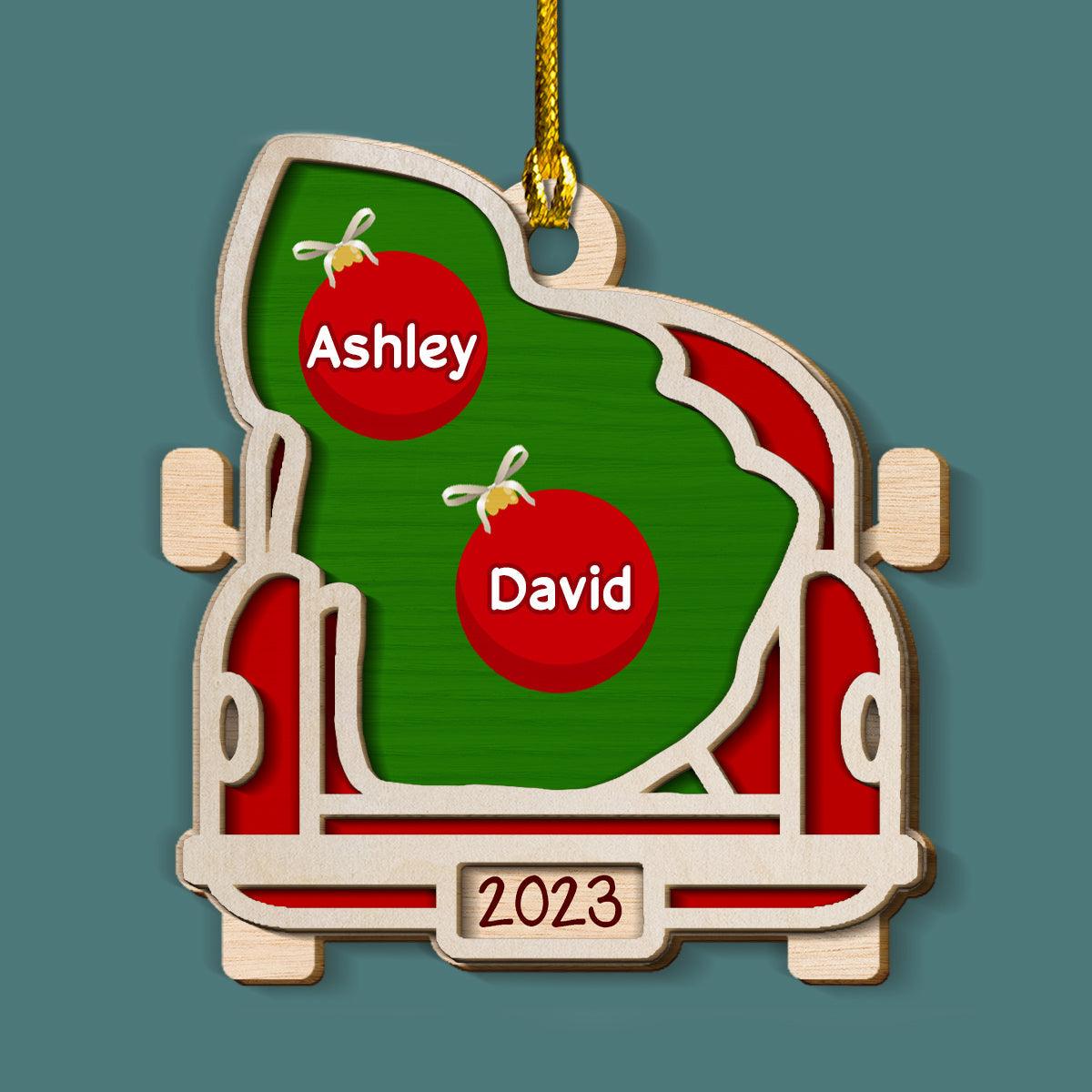 Red Truck Christmas Ornament - Custom 2-Layered Wood