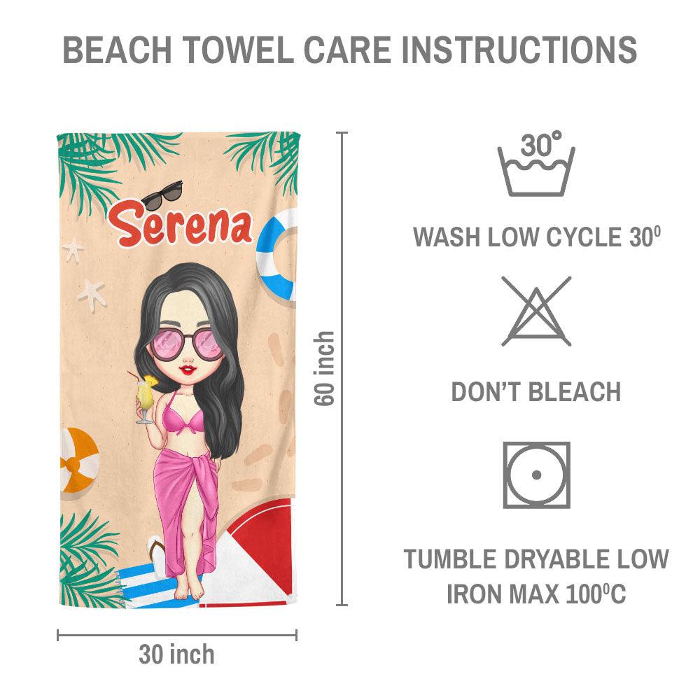 Personalized Cartoon Girl Beach Towel - Best Friends Gift