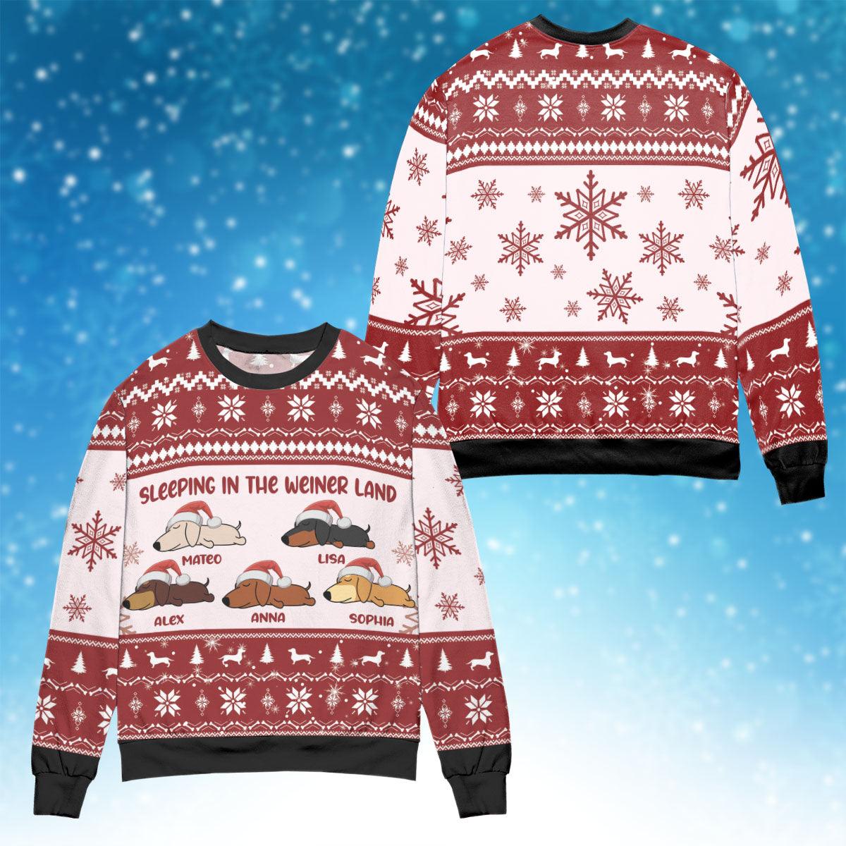 Sleeping In The Weiner Land - Ugly Christmas Sweatshirt Gift