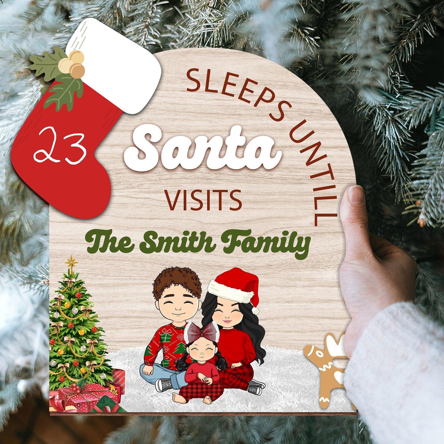 Sleeps Until Santa Visits - Christmas Countdown Sign