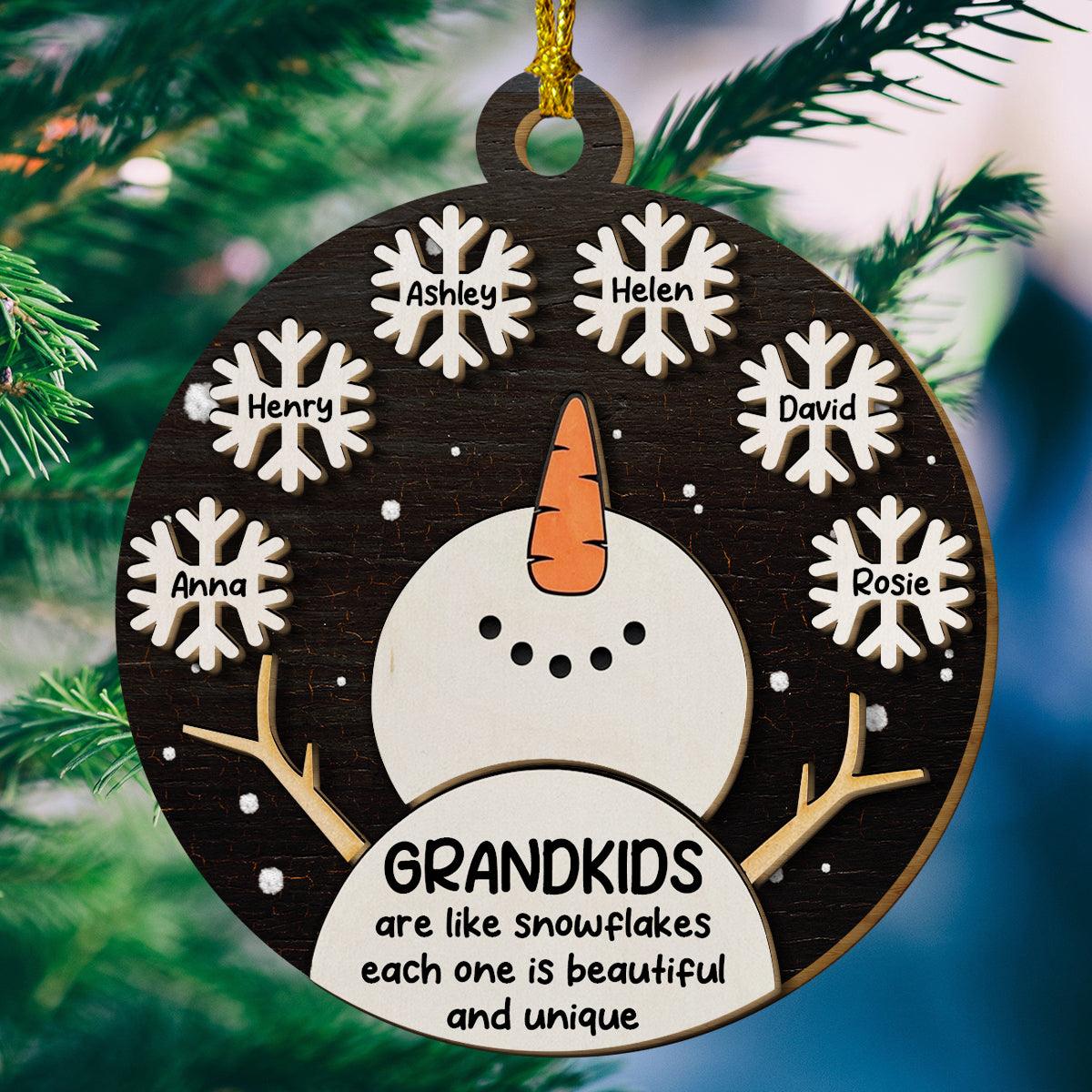 Snowman Grandma Ornament - Personalized Grandkids Gift