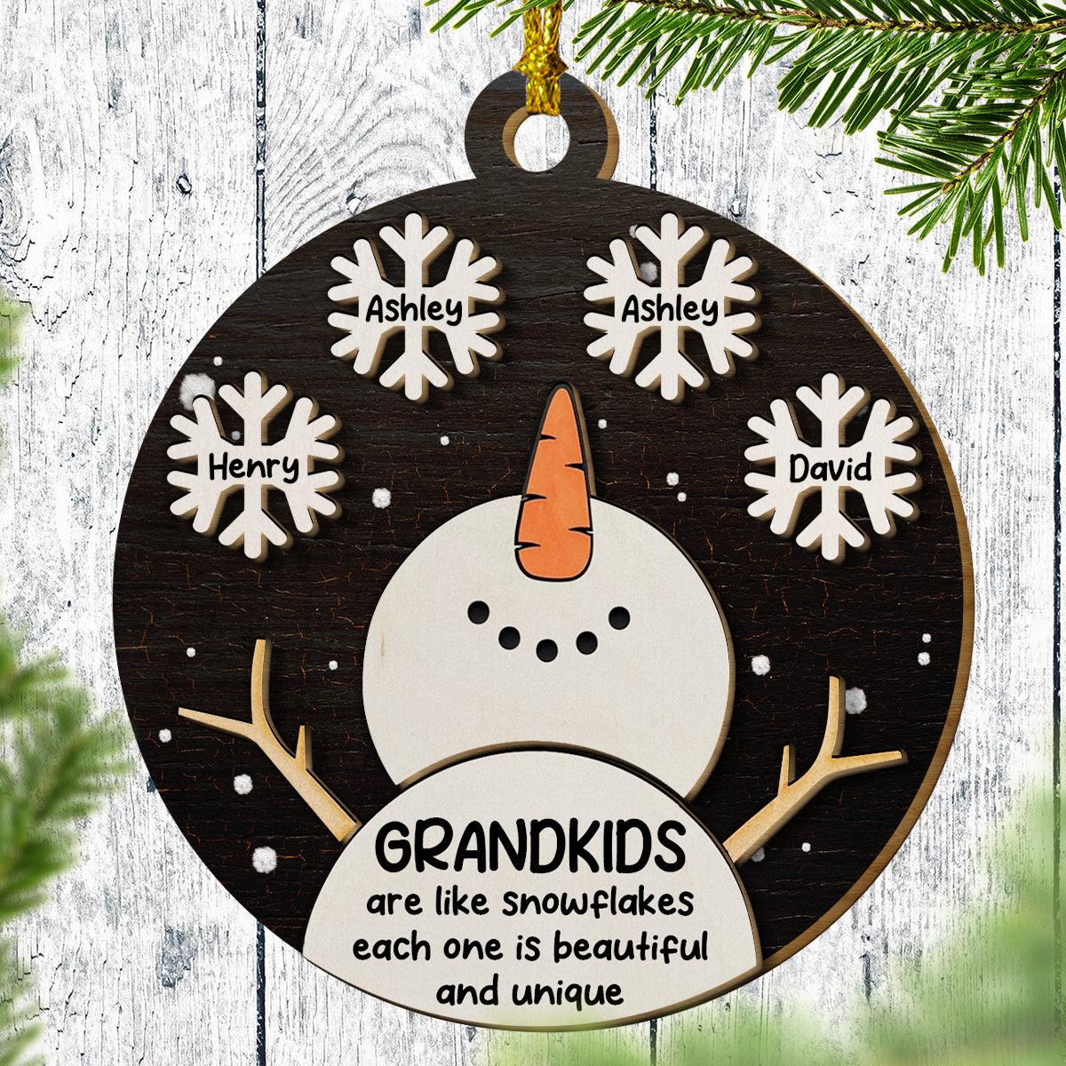 Snowman Grandma Ornament - Personalized Grandkids Gift