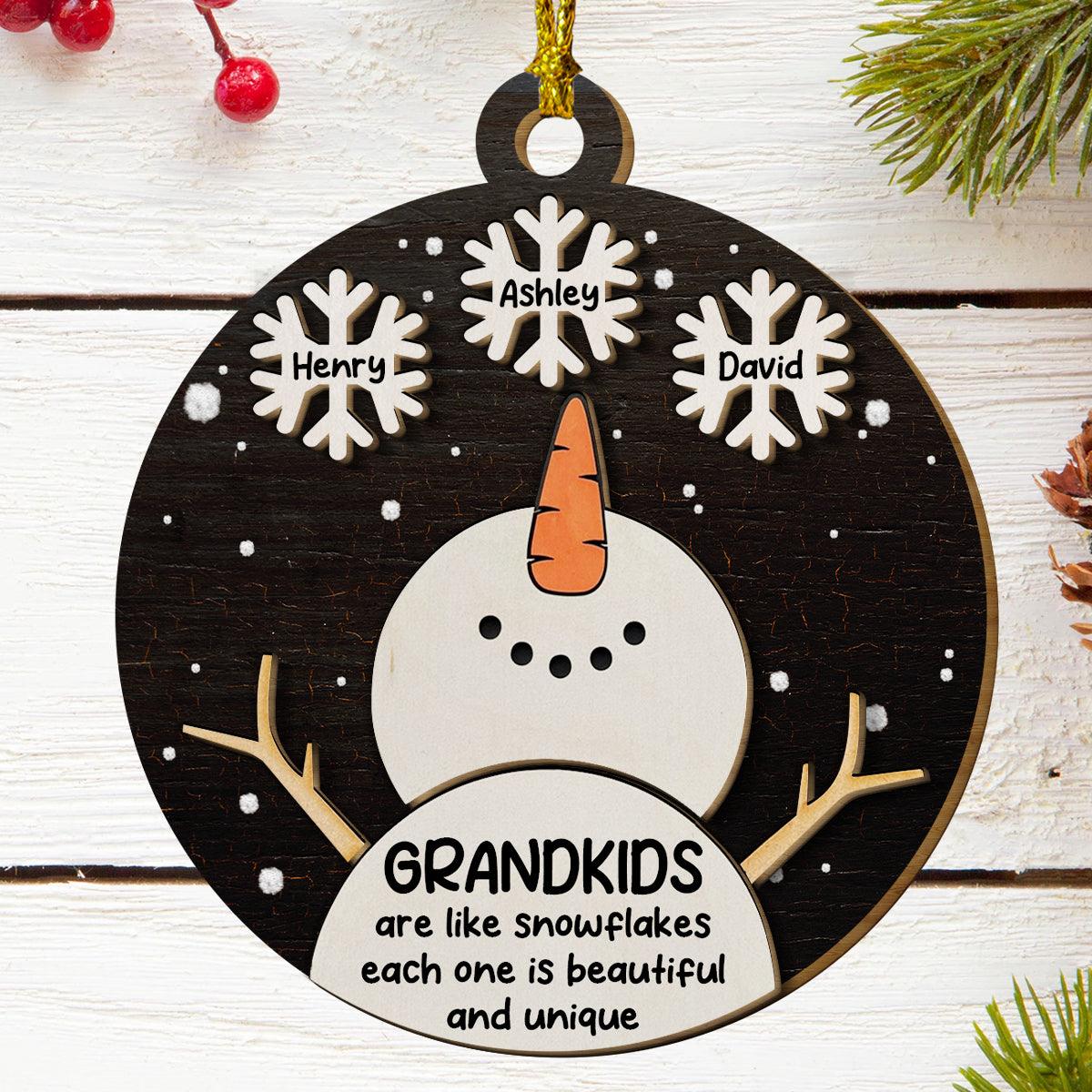 Snowman Grandma Ornament - Personalized Grandkids Gift