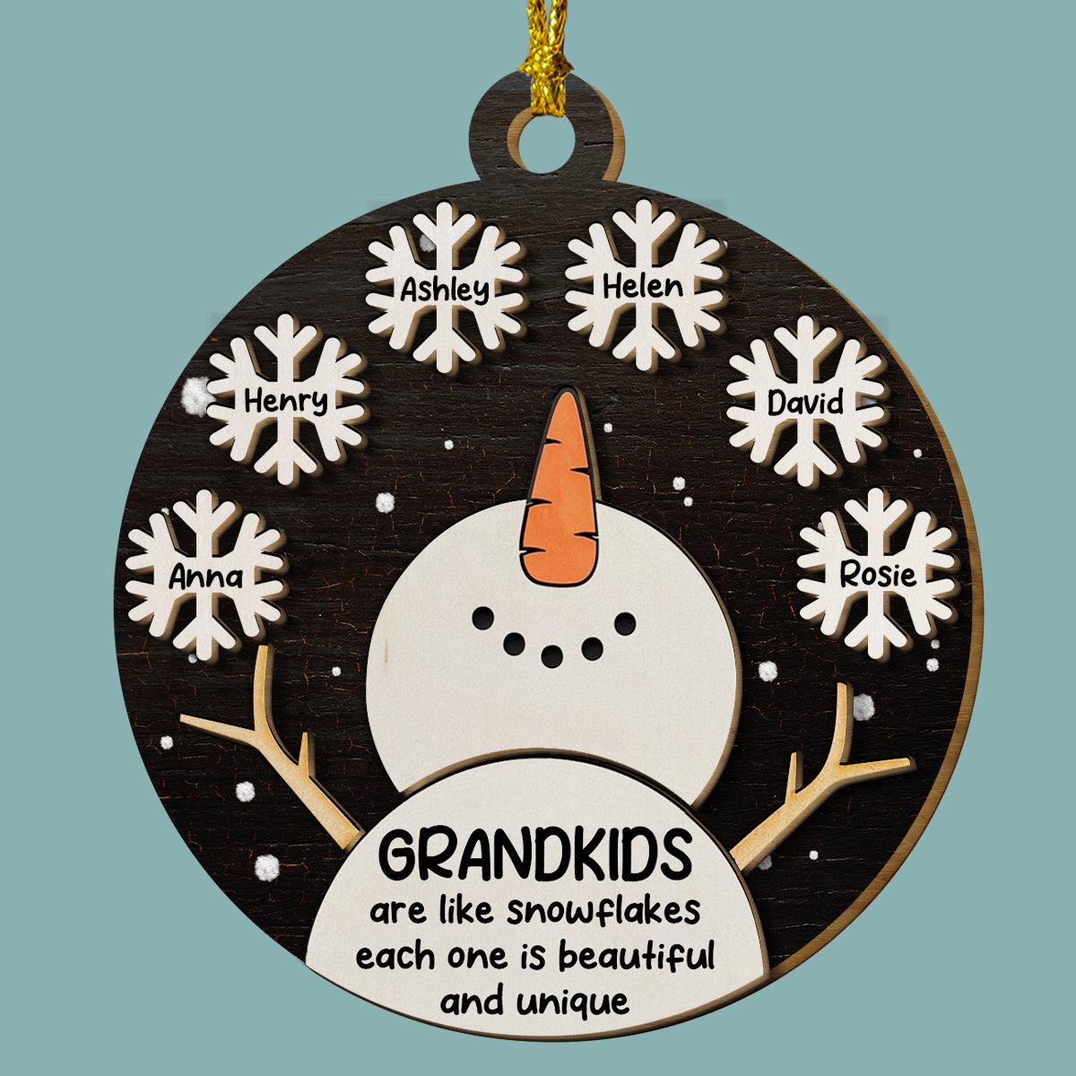 Snowman Grandma Ornament - Personalized Grandkids Gift