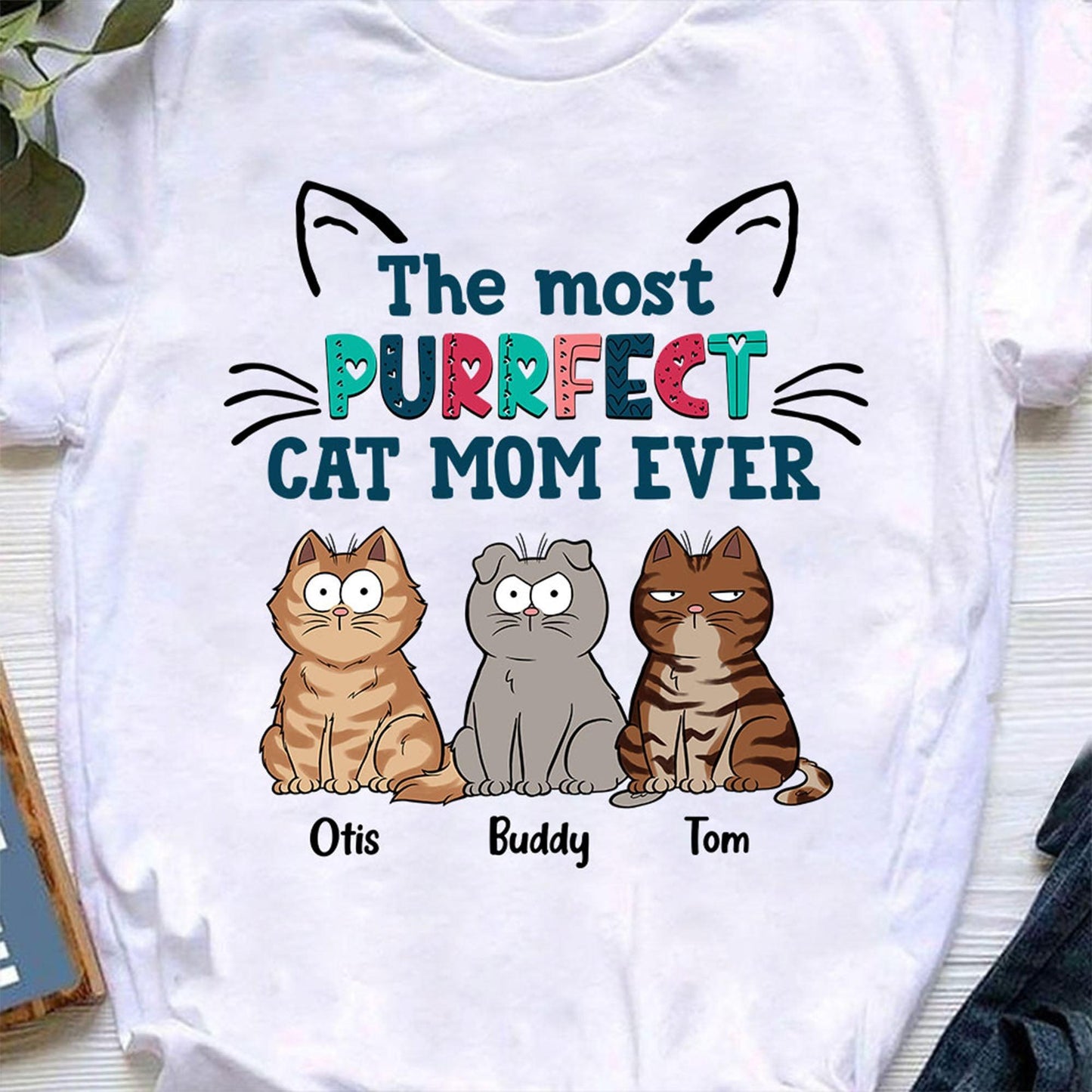 Personalized Purrfect Cat Mom T-Shirt - Funny Cat Lover Gift