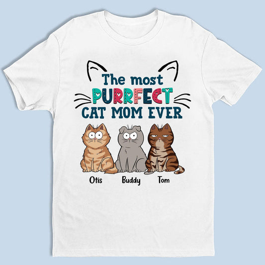 Personalized Purrfect Cat Mom T-Shirt - Funny Cat Lover Gift