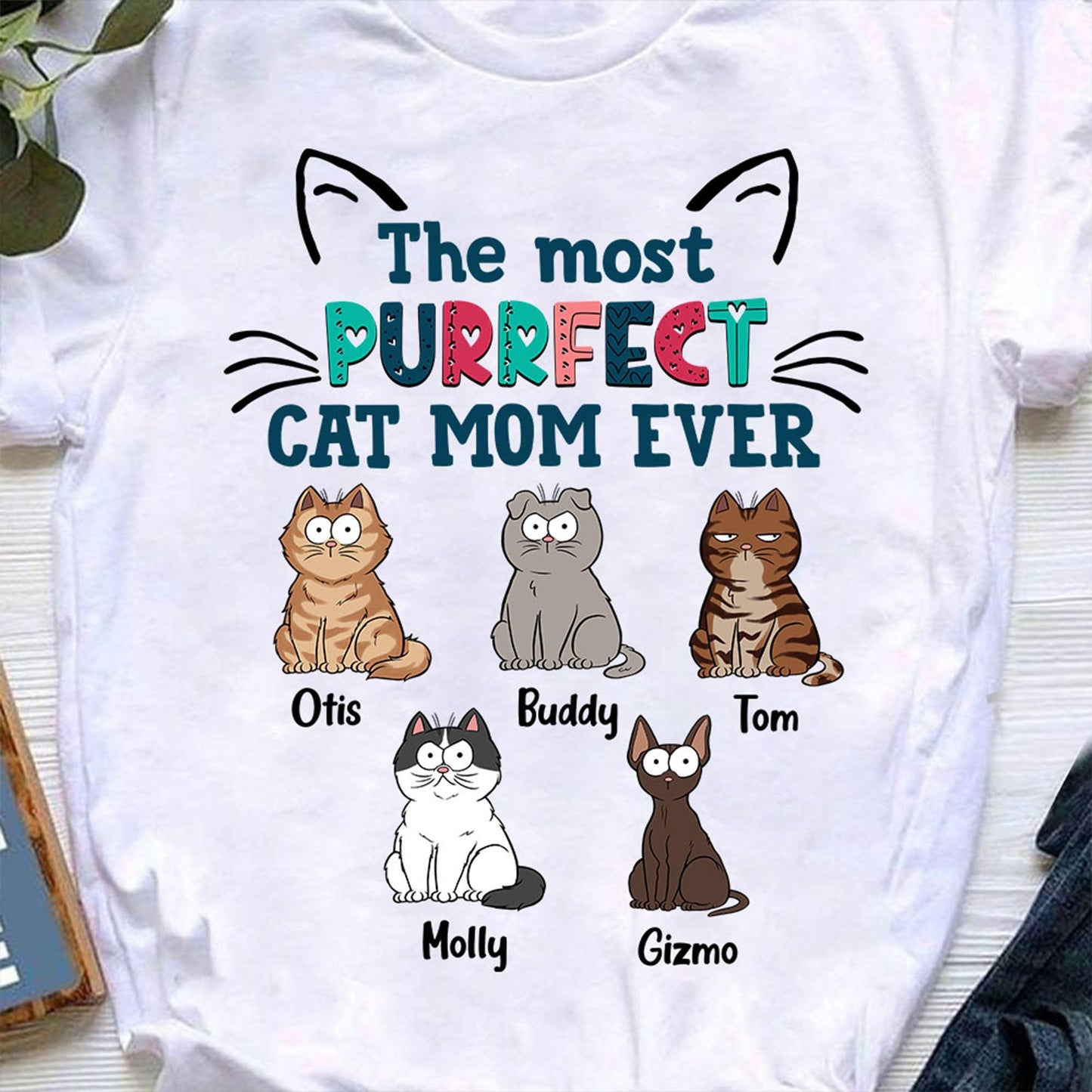Personalized Purrfect Cat Mom T-Shirt - Funny Cat Lover Gift
