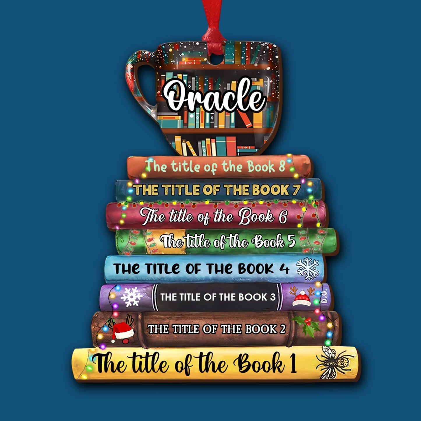 Tea And Books Christmas Ornament - Custom Shape Wood Ornament Gift