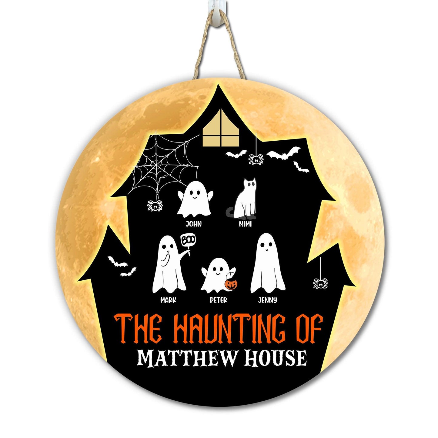 Haunting Ghost House - Cat & Dog Lovers - Personalized Wooden Sign