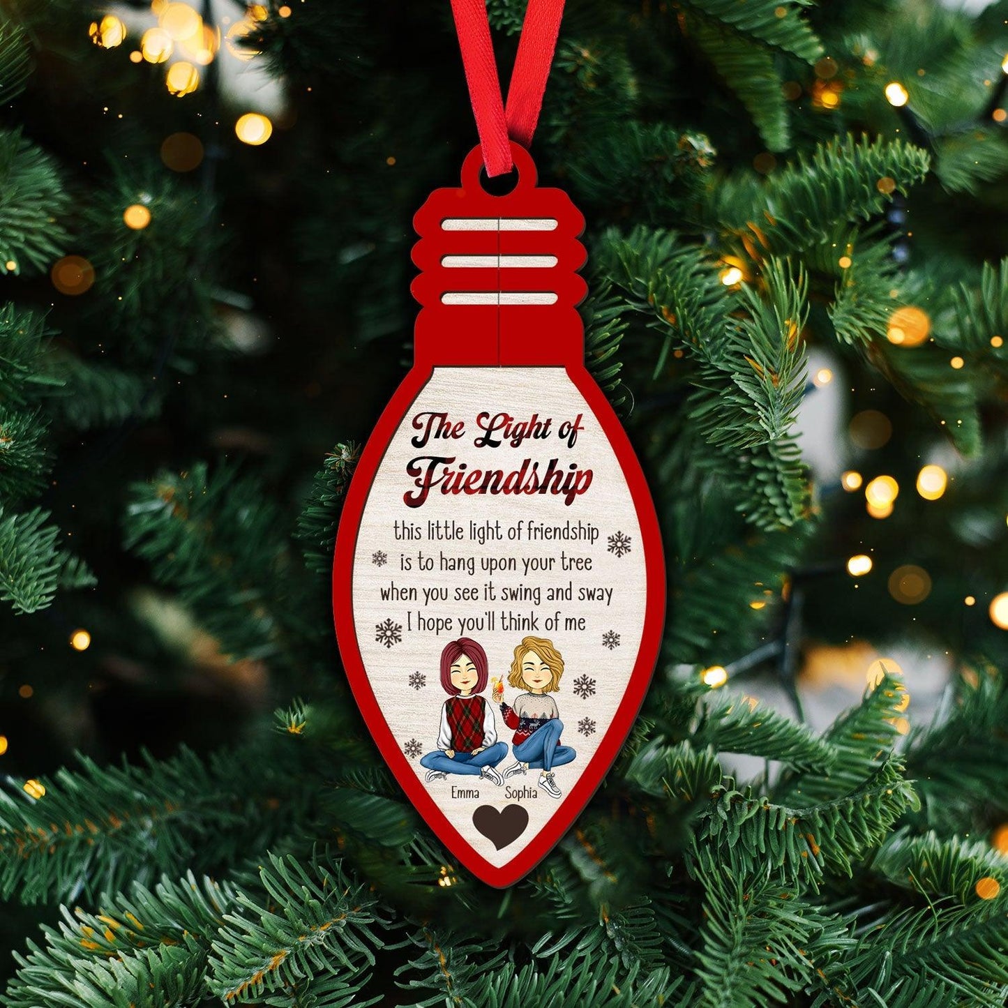 Best Gift for Besties - Custom Wood Ornament - 2 Layers