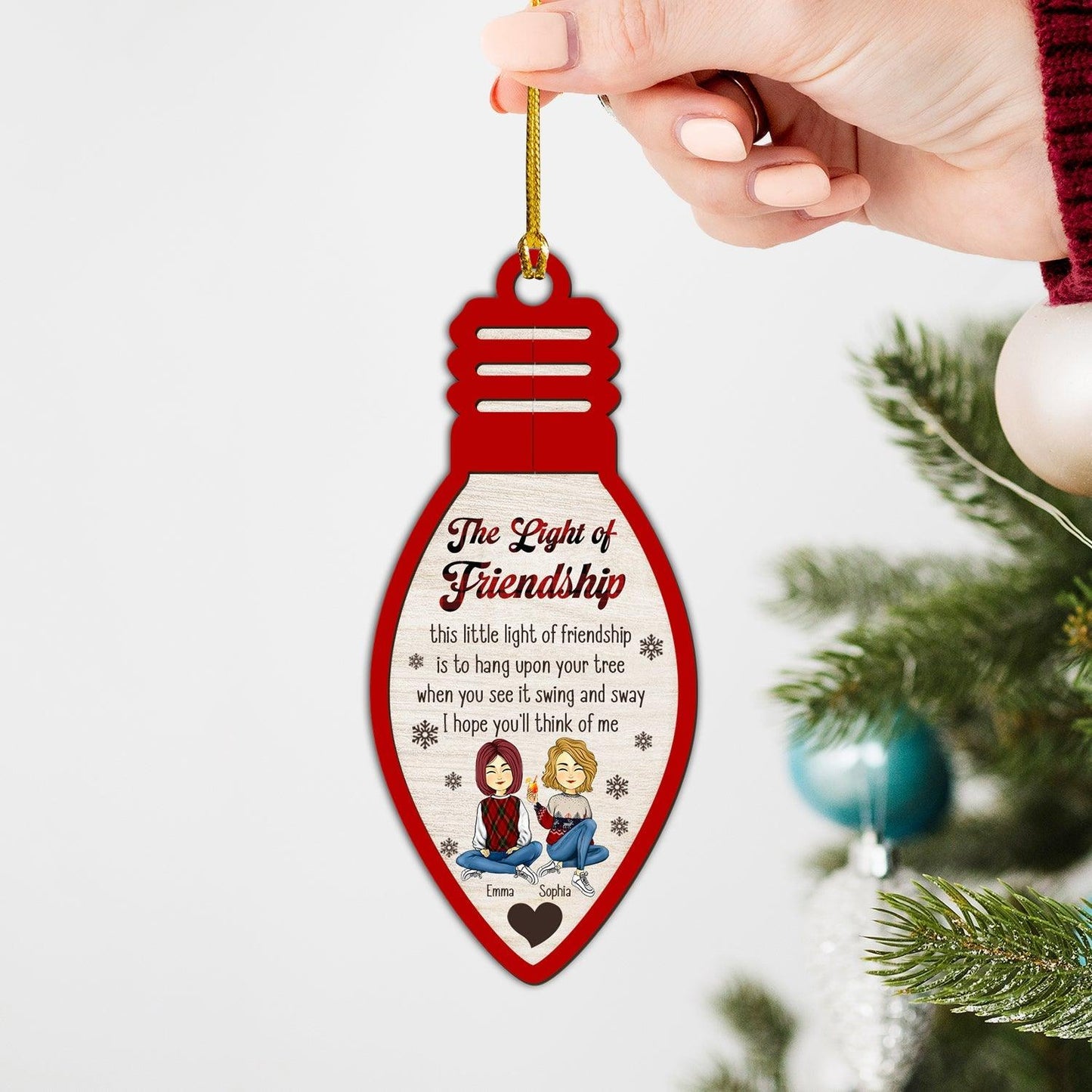 Best Gift for Besties - Custom Wood Ornament - 2 Layers